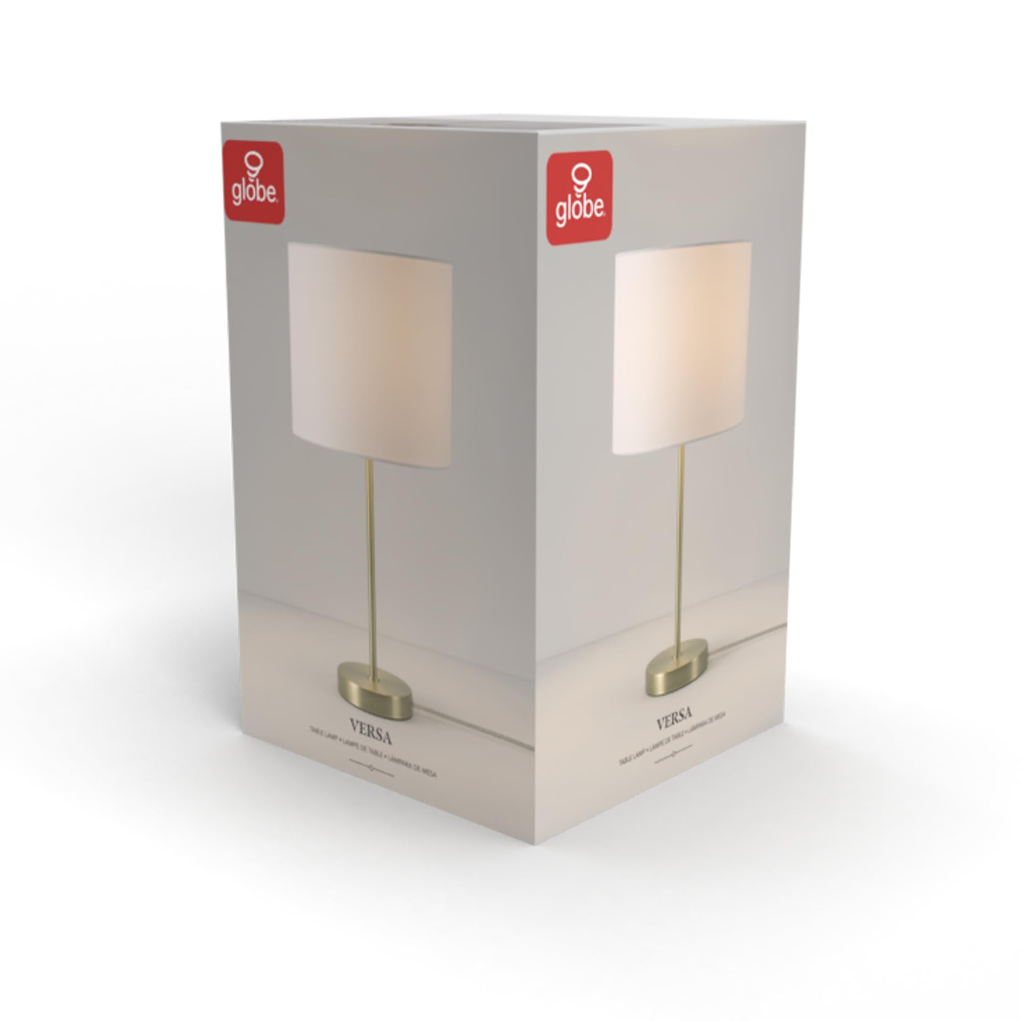 Globe Electric 67539 Versa 19 Table Lamp - Matte Gold, Metal With White Linen Shade, On/Off Switch