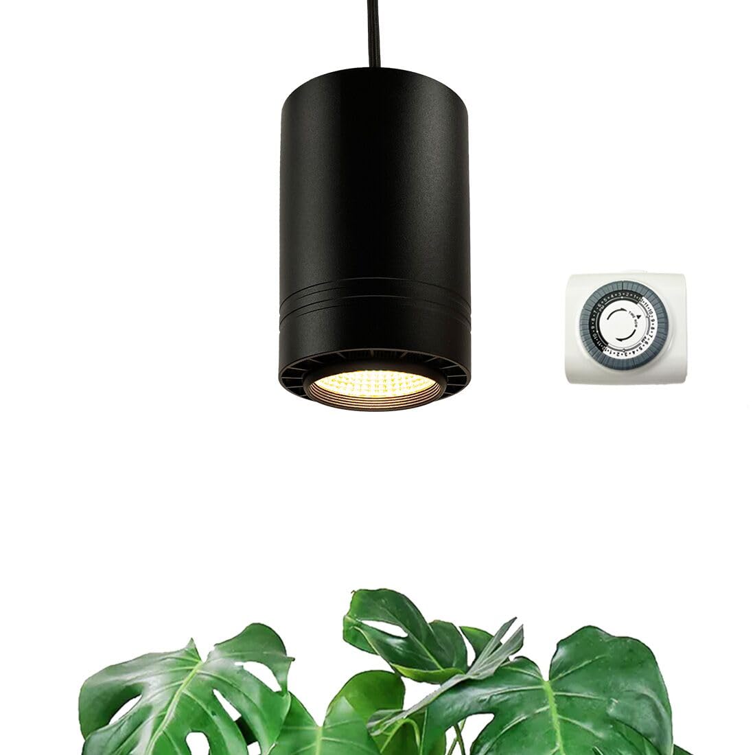 VALIKIY Hanging Grow Light 40W Large  Full Spectrum Warm White Color  with Timer  Plug-in Pendant Grow Lights with 15FT Fabric Power Cord  Decorative Light for Indoor Plants  Flowers