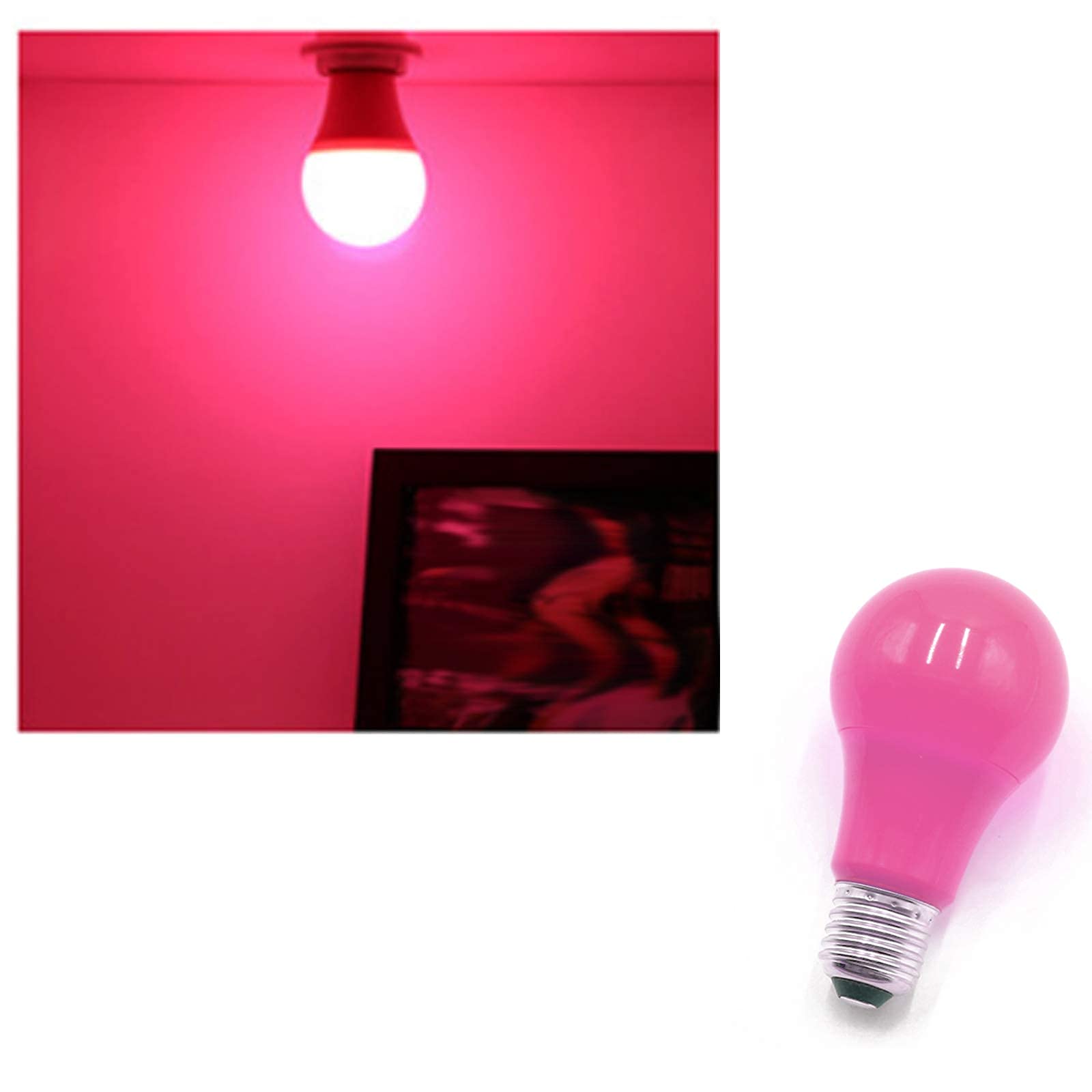 A19 Led Pink Light Bulbs, 7W(50Watt Equivalent) E26/E27 Base Led Pink Colored Lights, Decorative Illumination Bulb For Party Dec