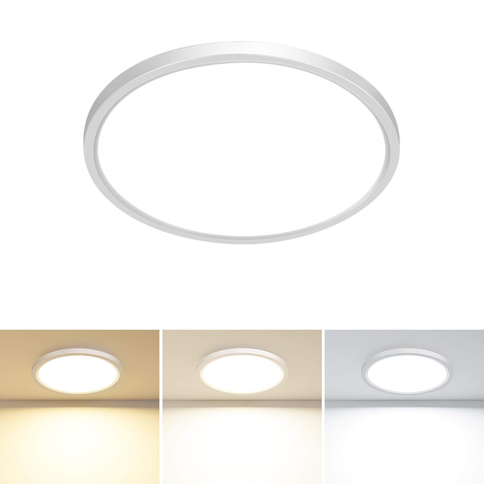 1PACK LED Flush Mount Ceiling Light Fixture White  9Inch 24Watt  3000k/4500k/6000K Ceiling Light  Ultra Slim Flush Mount LED Ceiling Lamp for Bedroom  Living Room  Kitchen  Hallway