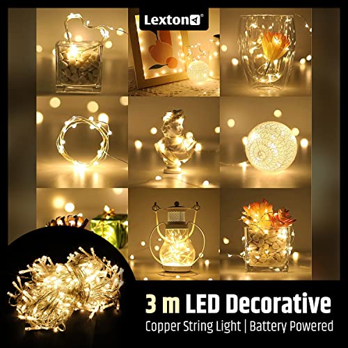 Lexton 3 Meter Copper String Light | Battery Powered | 3 m | Warm White | for Indoor & Outdoor Decorations, Diwali, Christmas, W