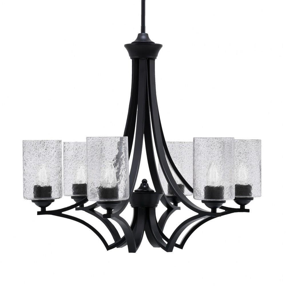 Toltec Lighting 566-MB-3002 Zilo - 6 Light Uplight Chandelier-23 Inches Tall and 24.75 Inches Wide, Finish Color: Matte Black, Glass Color: Smoke Bubble