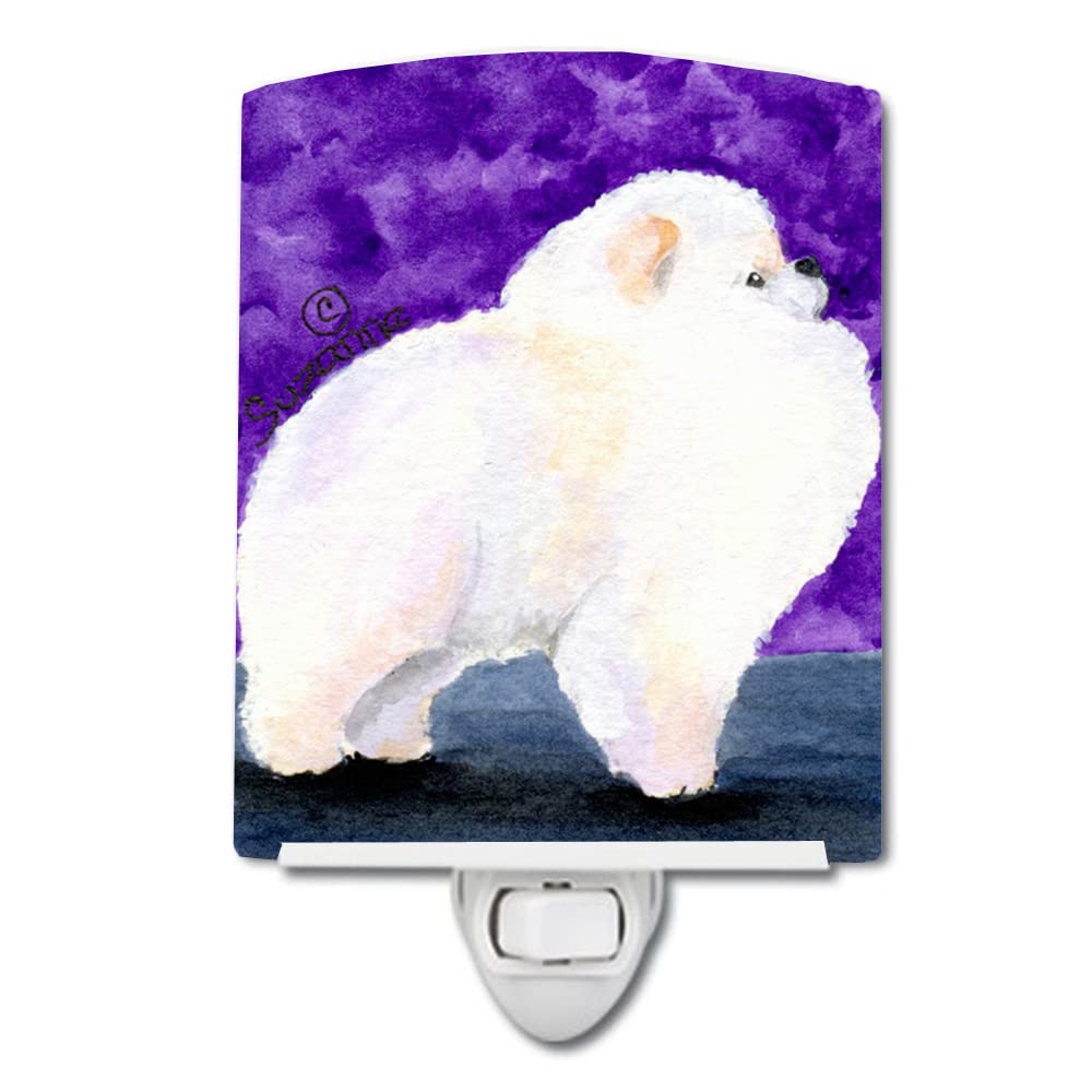Caroline'S Treasures Ss8688Cnl Pomeranian Ceramic Night Light Compact, Ul-Certified, Ideal For Bedroom, Bathroom, Nursery, Hallway, Kitchen, 6X4X3, Multicolor