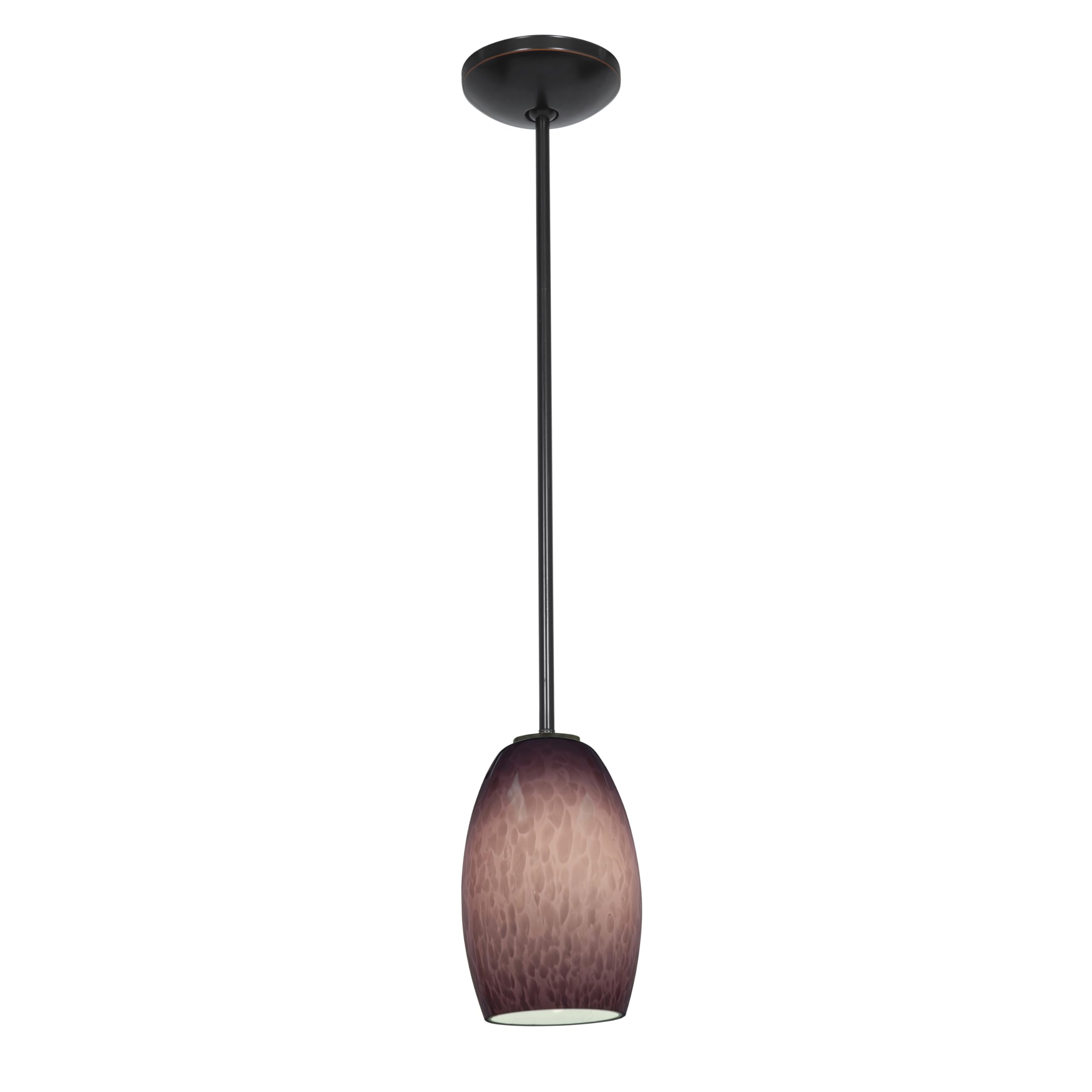 Chianti Glass Pendant - 1-Light Pendant - Rods - Oil Rubbed Bronze Finish - Purple Cloud Glass Shade