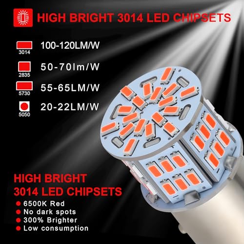Ifunyled 4Pcs 1157 Led Bulb Brake Tail Light 12V-24V Super Bright 2357 2057 7528 Bay15D Led Replacement Light Kit Set For Car Ta
