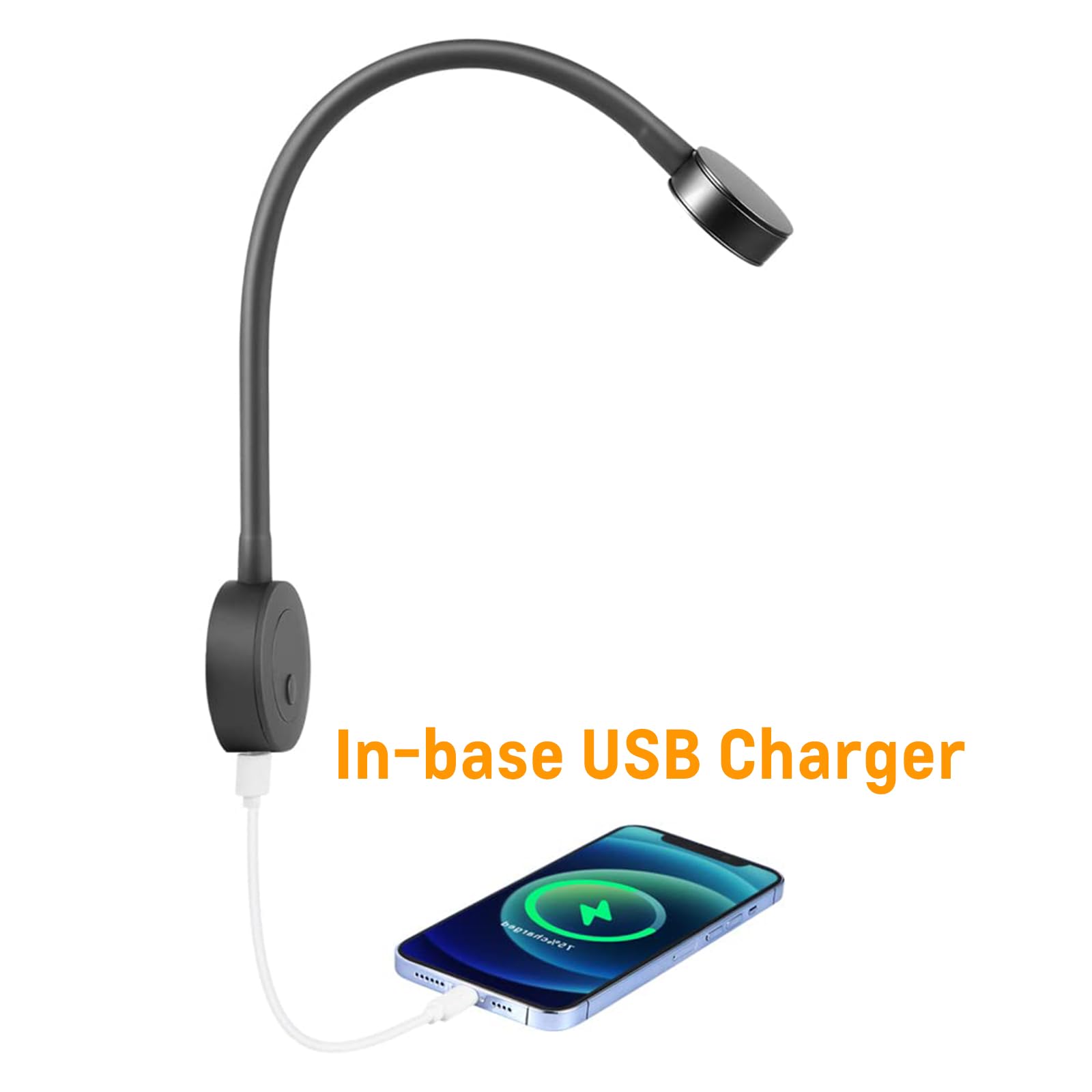 Acegoo 12V Led Reading Light, Rv Boat Bedside Reading Lamp, 12 Volt Flexible Gooseneck Bed Light For Camper Van Trailer Truck Motorhome, Integral Switch & Usb Charger