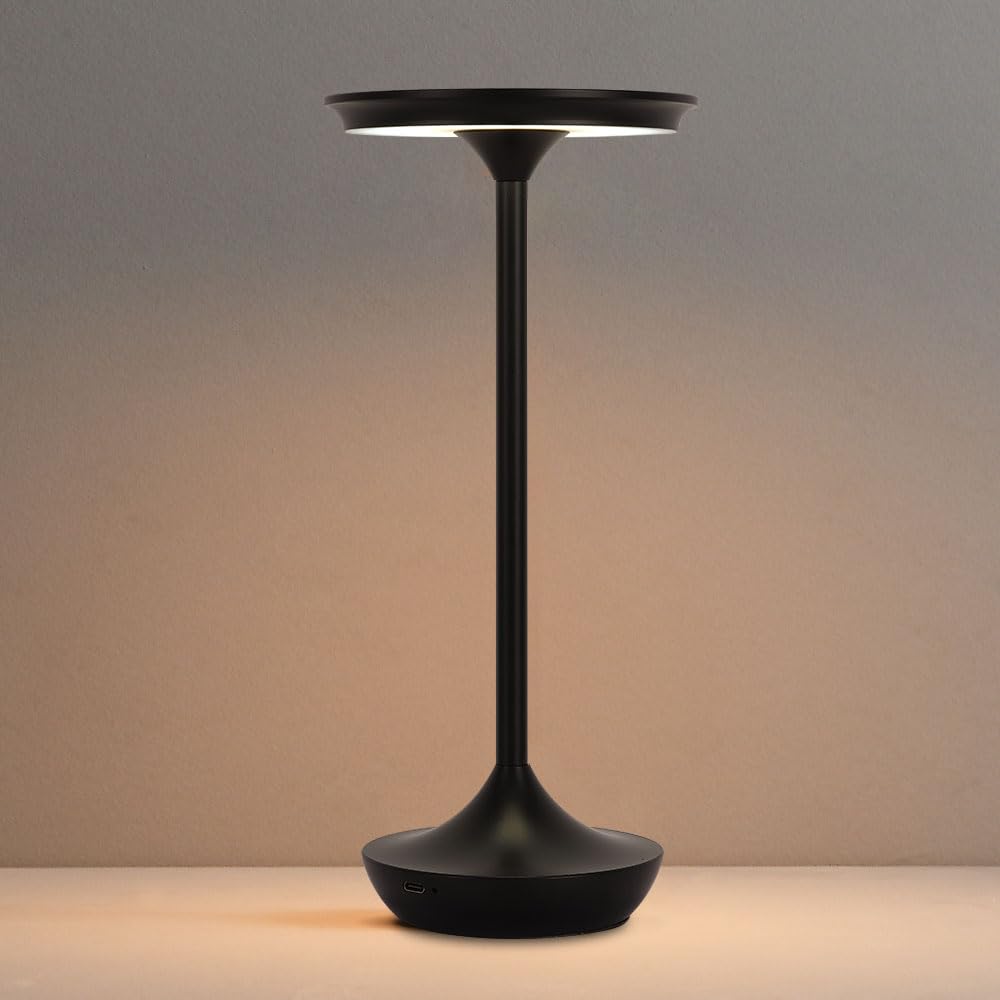 LED Cordless Table Lamp Rechargeable,Portable 6000mAh Battery Outdoor Bedside Table Lamps,3 Color Stepless Dimming Touch Battery