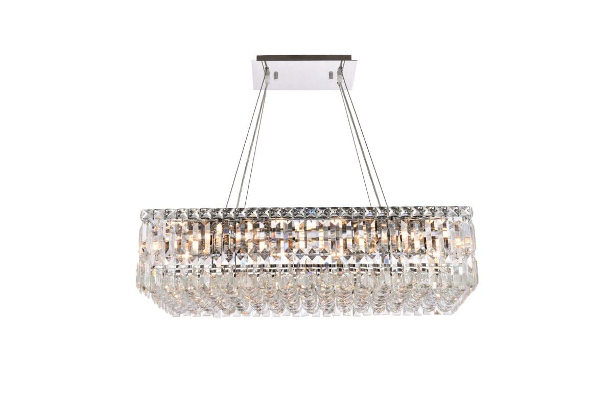 Elegant Lighting 2034D28C/Rc Royal Cut Clear Crystal Maxim 16-Light Crystal Pendant, Finished In Chrome With Clear Crystals