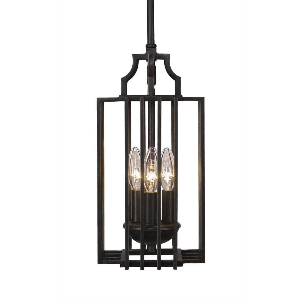 Toltec Lighting 1105-Dg Sky Loft 3 Light Mini Pendant Sconce, Dark Granite
