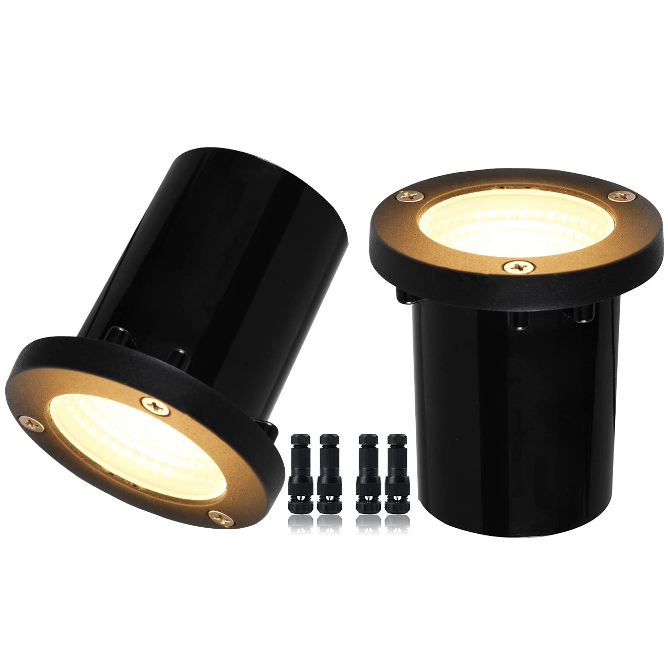 EAGLOD 5W Well Lights,12-24V LED In-Ground Low Voltage Landscape Lights with Connectors, IP67 Waterproof Landscape Lighting,3000