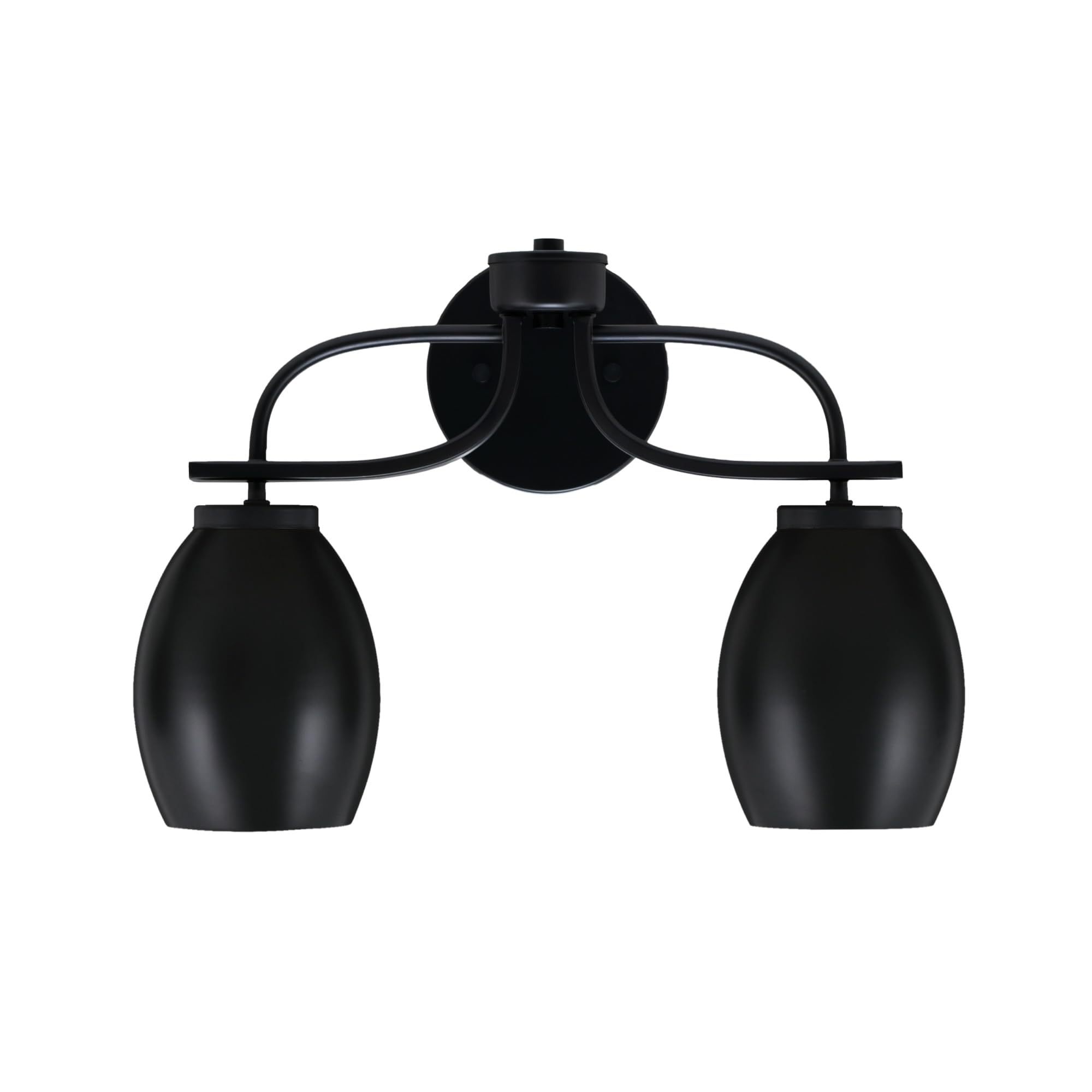 Cavella 2 Light Bath Bar In Matte Black Finish With 5" Matte Black Oval Metal Shades