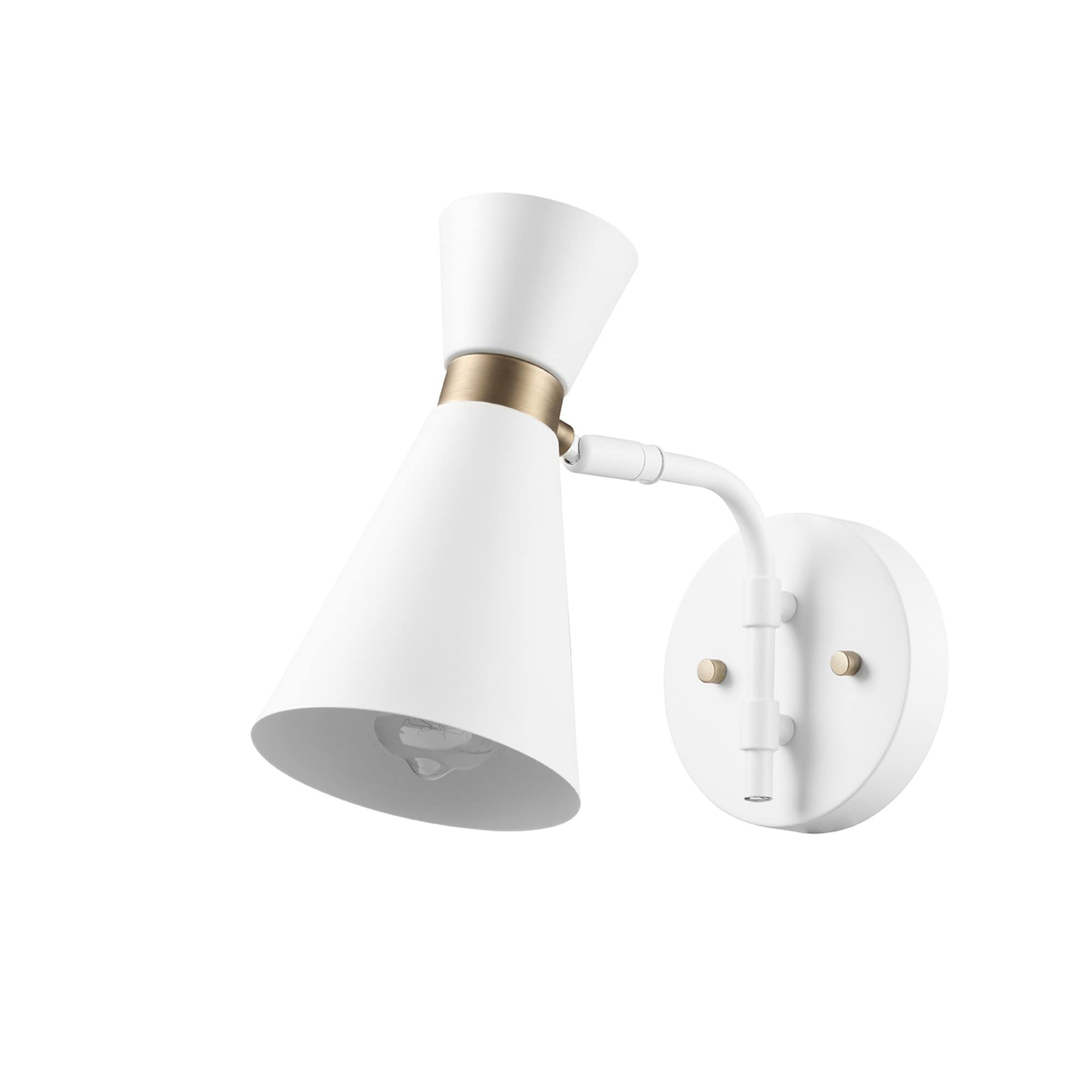 GLOBE Electric 1-Light Wall Sconce, Metal, Dimmable, Matte Brass Accent, White, Model 65000030