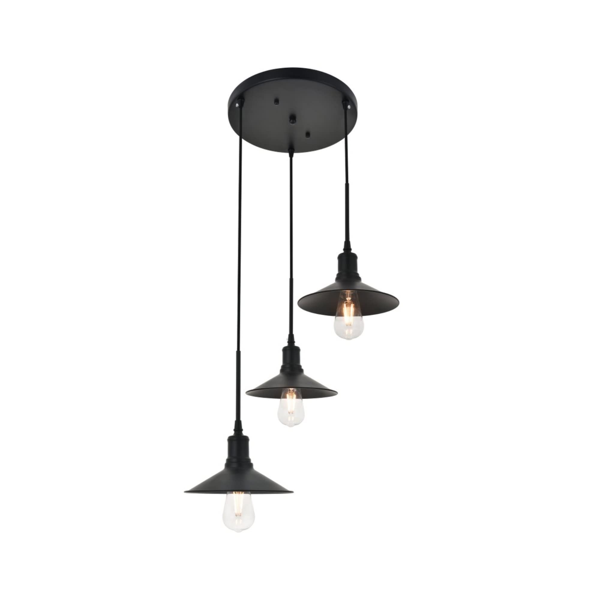 Living District Etude 3-Light Black Metal Pendant Light Fixture