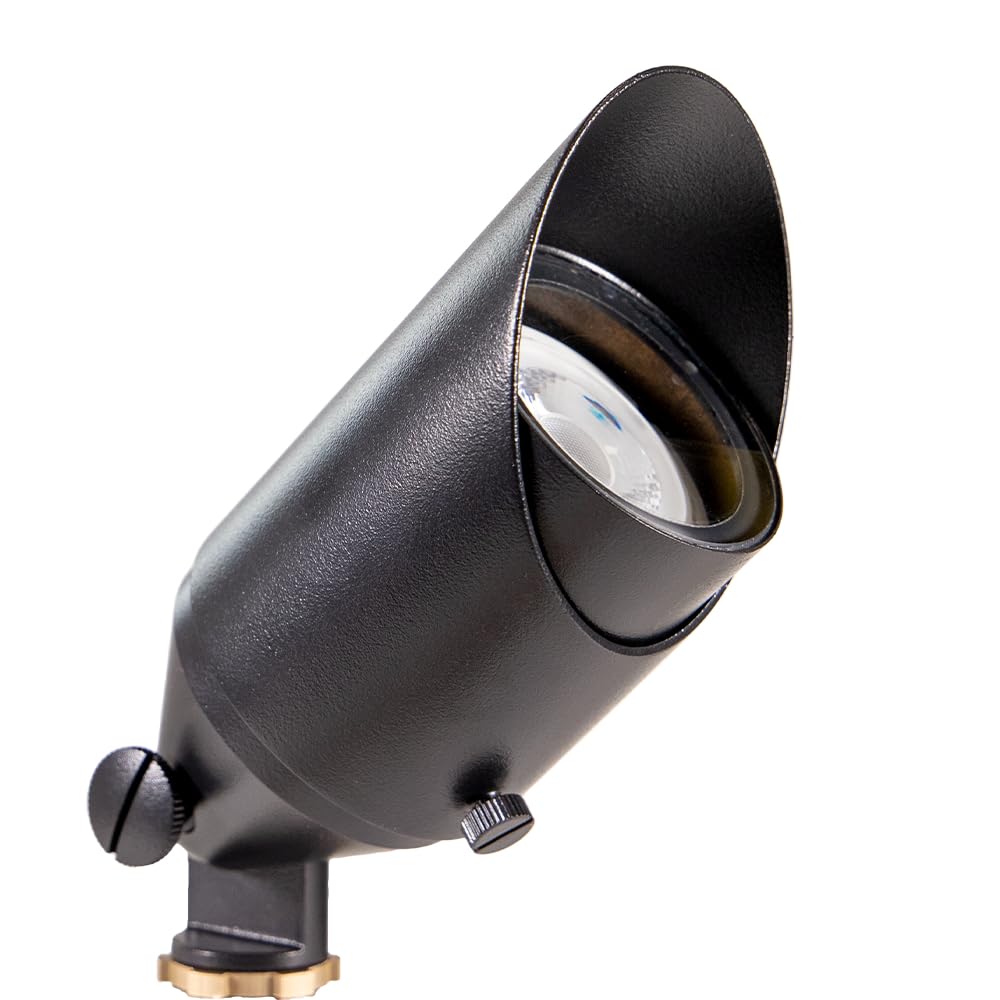 Volt Top Dog Scotty 12V Cast Brass Outdoor Spotlight (Black) With 5W 2700K Warm White 400 Lumen Mr16 Led Bulb For Low Voltage La