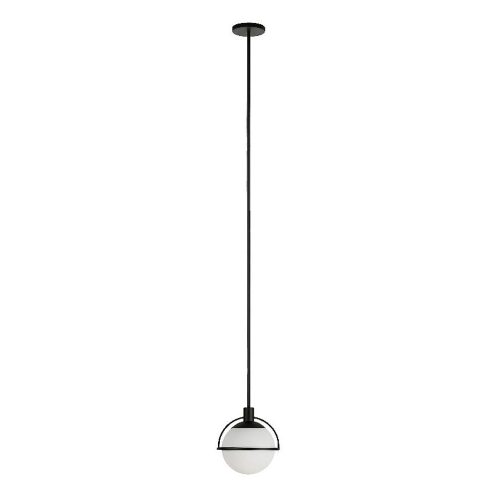 Cieonna 9.38 Wide Pendant with Glass Shade in Blackened Bronze/White Milk