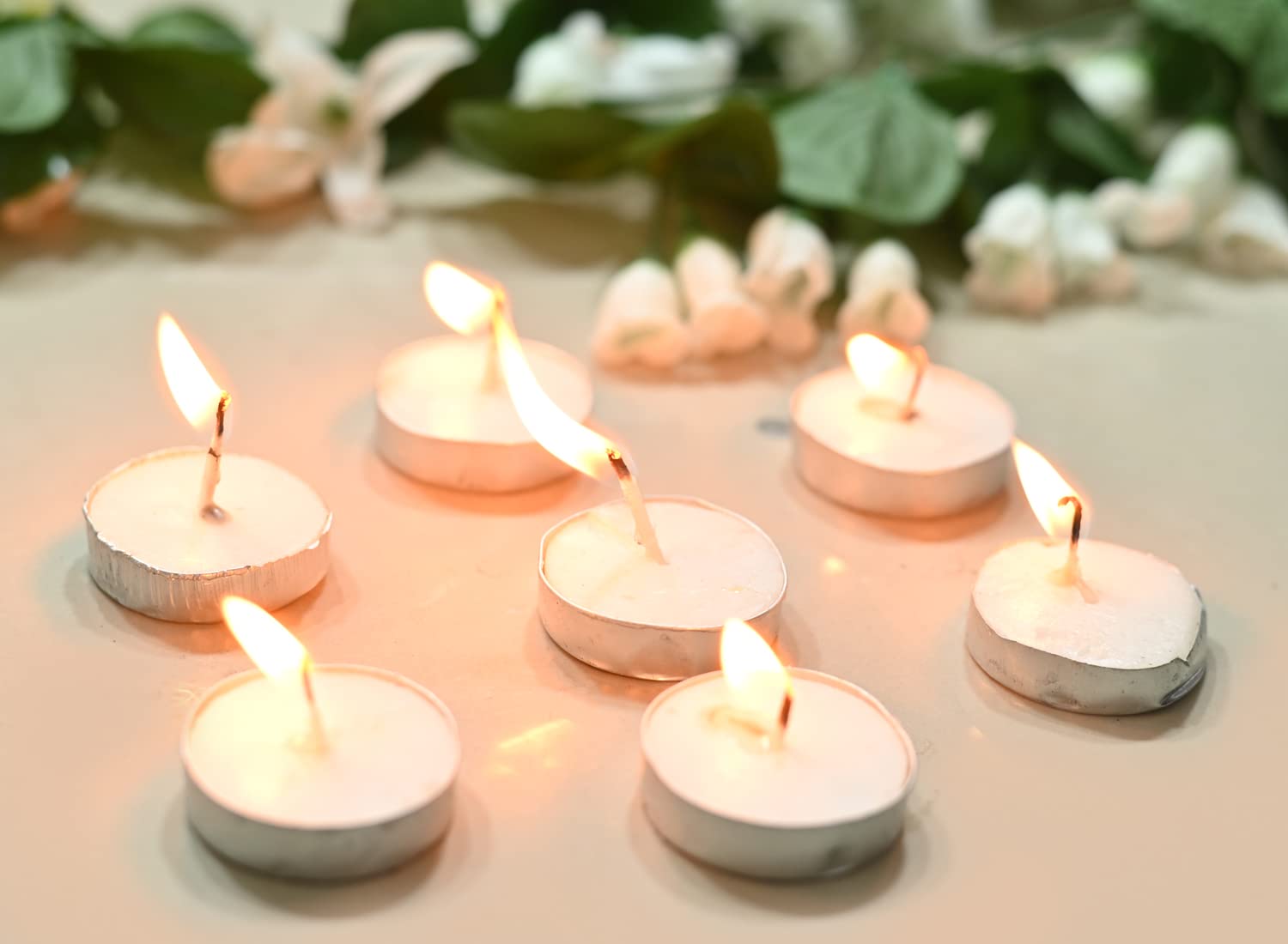Jaipur Ace Decorative Tealight Candles Candle Tealight 100% Pure Wax Long Burning Tea Lights (Set of 50) (Wax Tea Light)