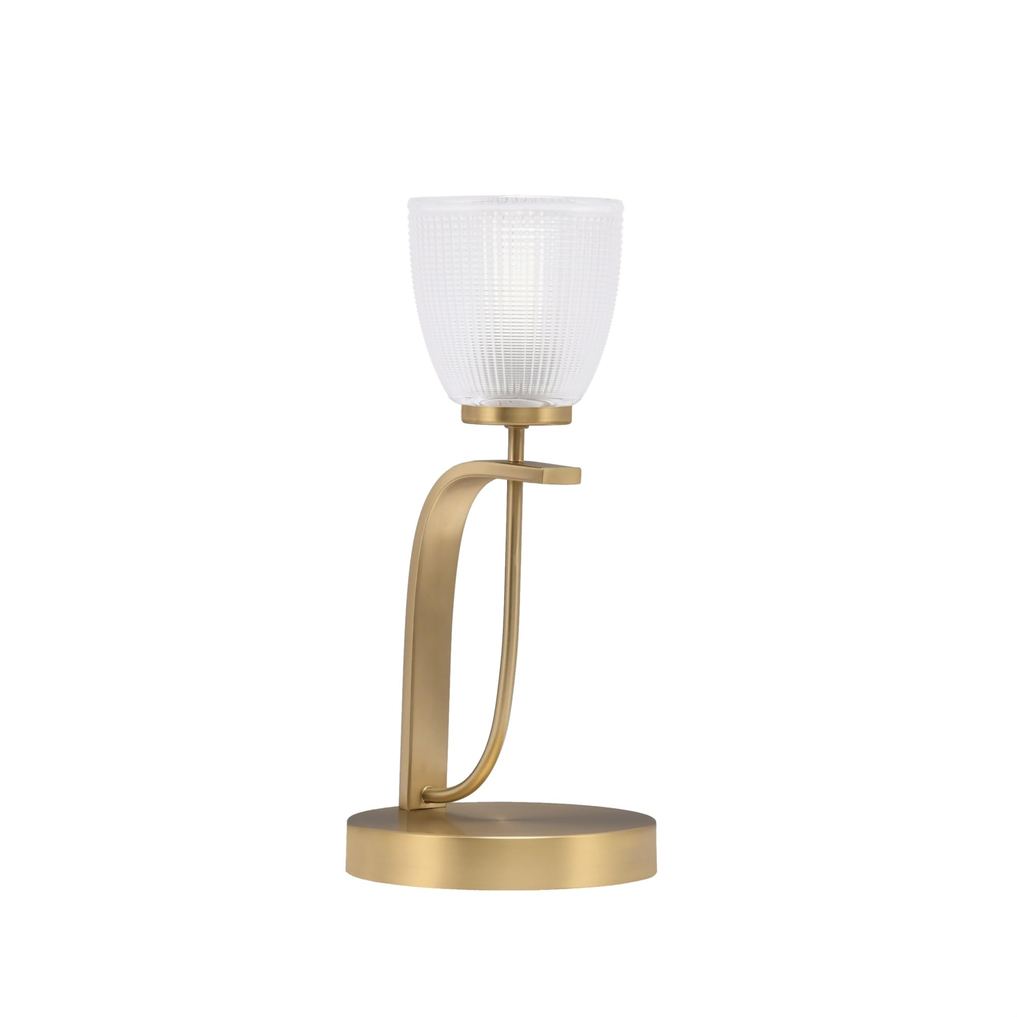Toltec Lighting Cavella Accent Lamp, 5in Clear Ribbed Glass, New Age Brass Finish