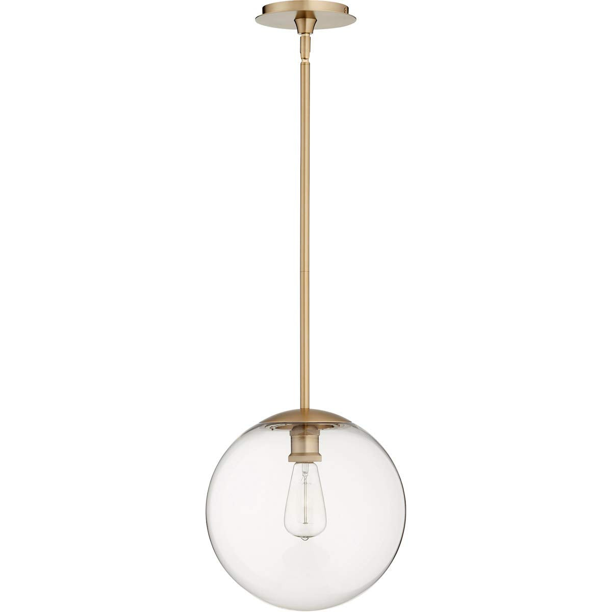 Quorum 80-12-80 Transitional One Light Pendant in Brass - Antique Finish, Plastic Material