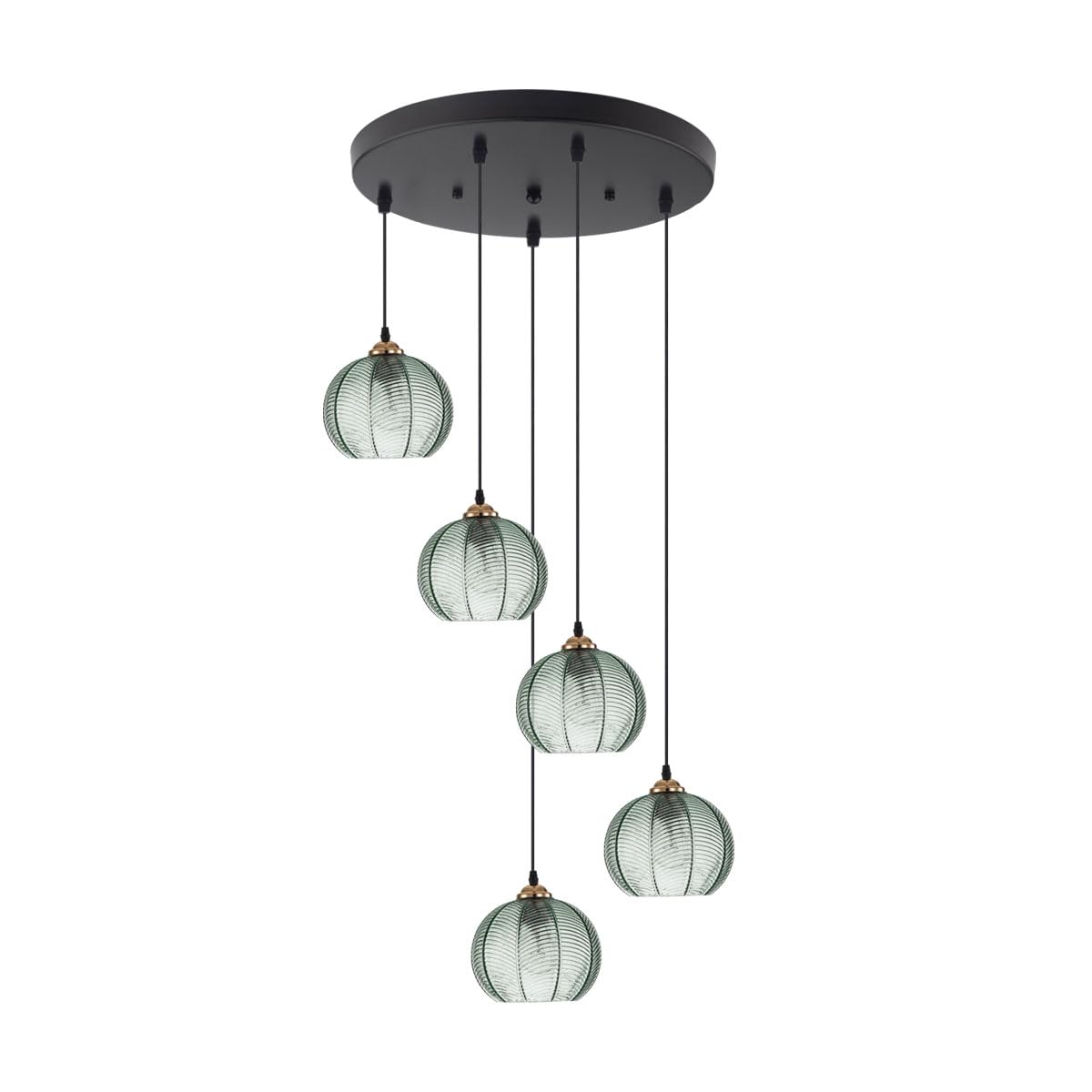 AOODU 5 Light Chandelier for entryway Green Glass Pendant Light 9.84 ft Long High Ceiling Chandelier Hand Blown Shade mid Centur