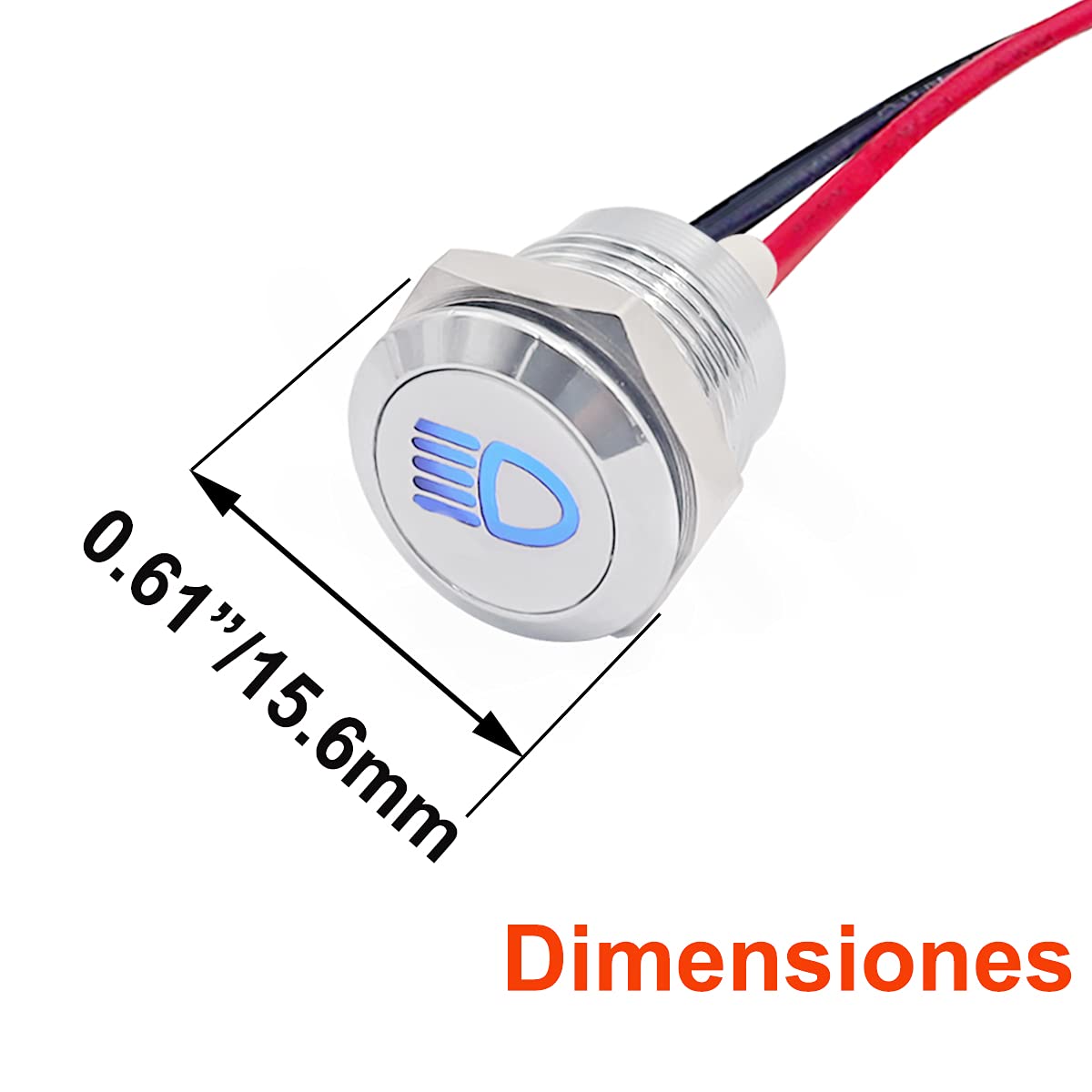 Taiss Led Indicator Pilot Dash Light Blue (High Beam Indicator), 1/2 ''(12Mm)12V Led Metal Signal Indicator Light. F-009-Ygd-B