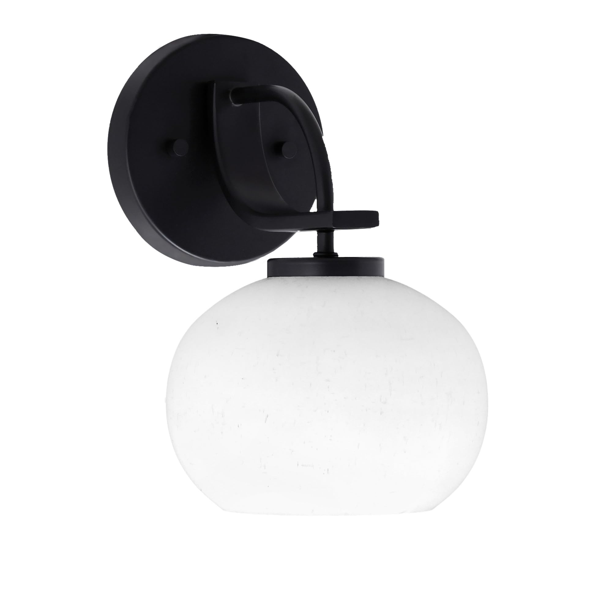 Cavella 1 Light Wall Sconce Shown In Matte Black Finish With 7" White Muslin Glass