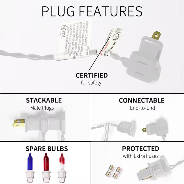 Justpro 100Lights Red White And Blue Extra-Bright With End Connectors 4Th July Decoration Patriotic Mini String Lights 5.98M Ul