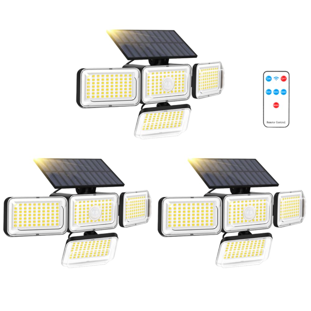 Mokot Solar Lights Outdoor, 288 LED 2800LM Motion Sensor Flood Light, IP65 Waterproof, Remote Control, Black, Model TBD-28