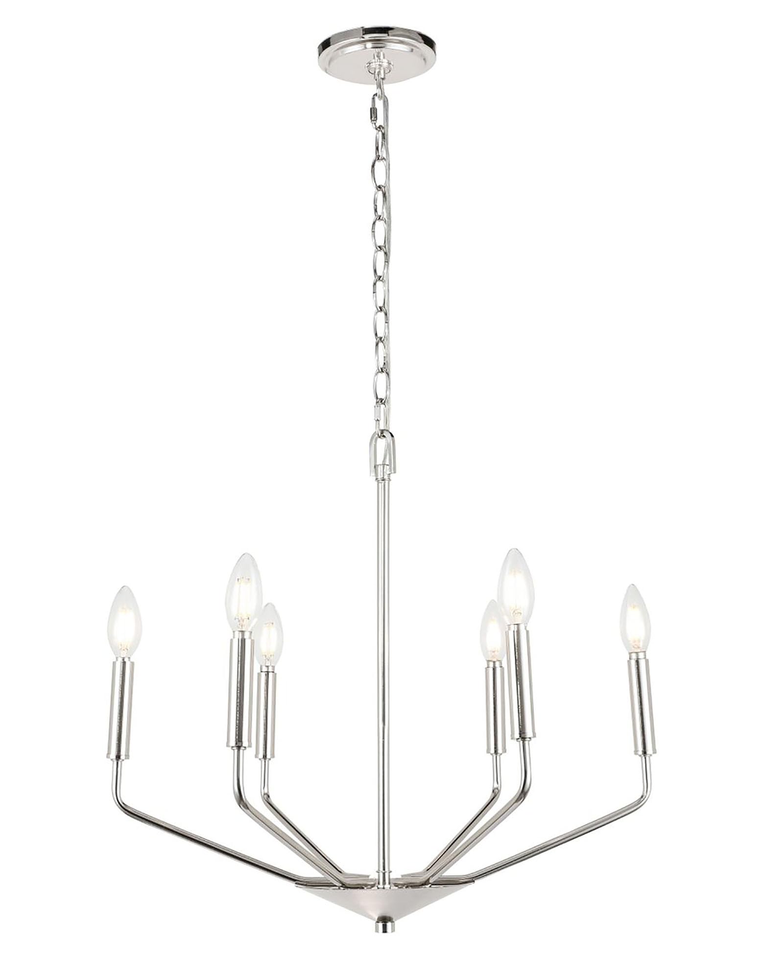 Living District Indoor Modern Home Decorative Bright Ceiling Enzo 6 Light Chrome Pendant