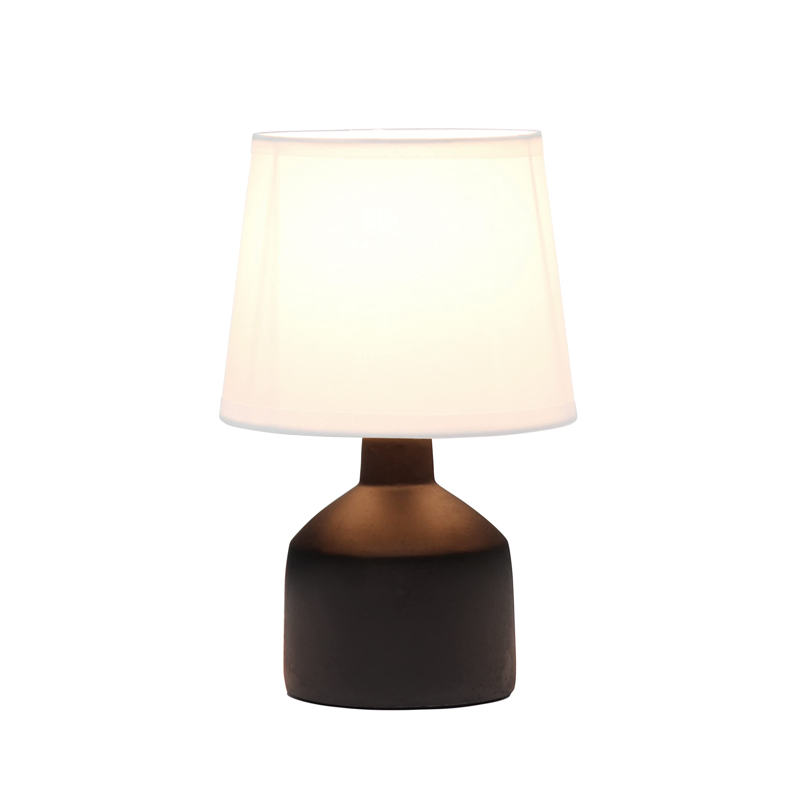 Simple Designs Lt2080-Blk Mini Bocksbeutal Concrete Table Desk Lamp With Tapered Drum Fabric White Shade, Black (Pack Of 12)