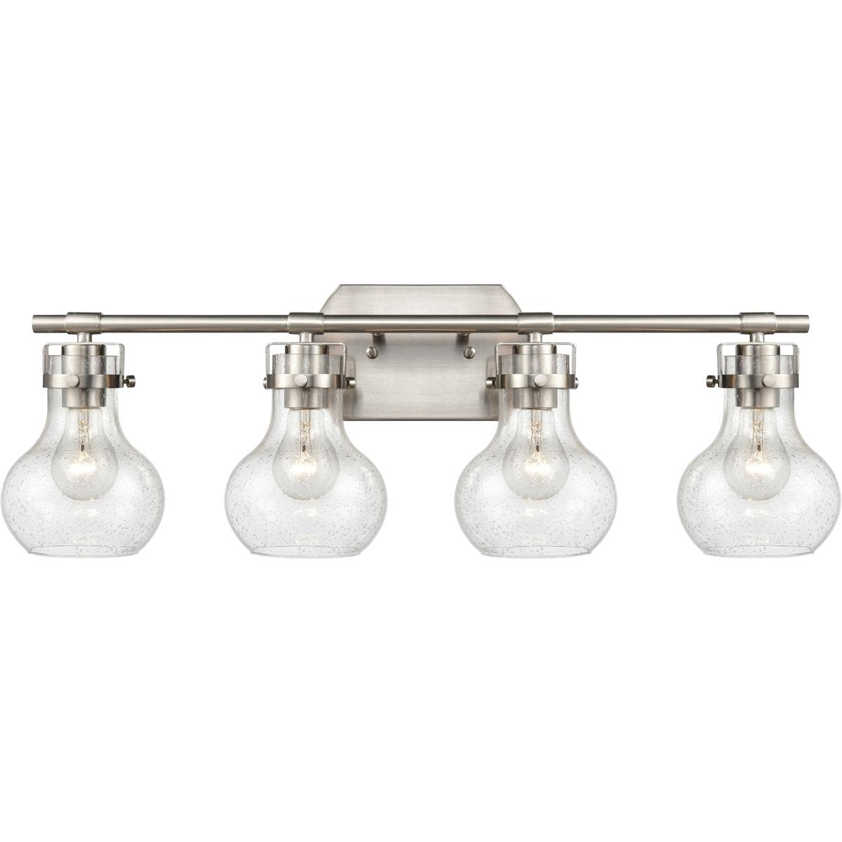 Elk Home Salamanca Satin Nickel 4-Light Vanity Light With Clear Seeded Glass, 29W X 7D X 9.