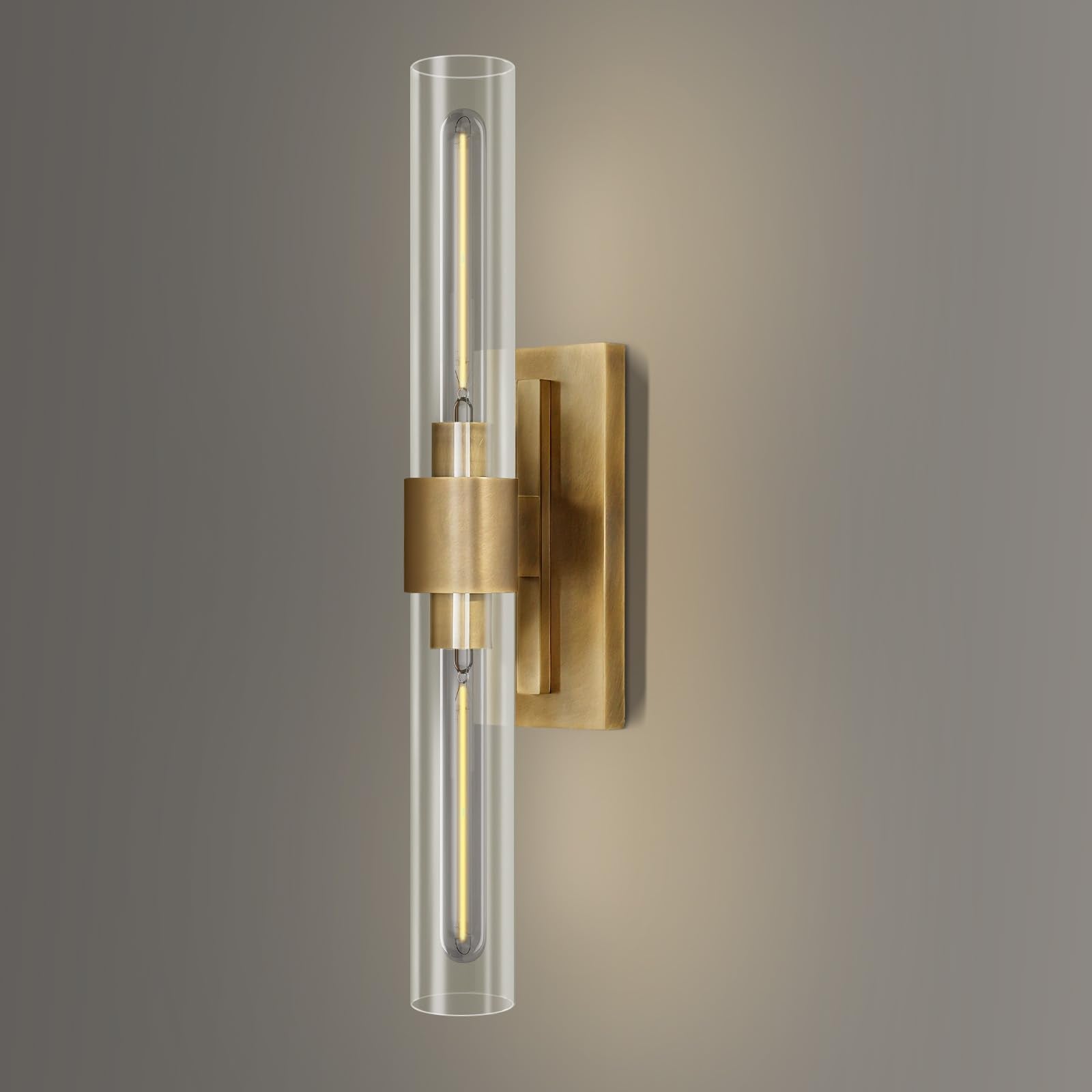 YUEXPAND Wall Sconce Gold 22.8in Bathroom Vanity Light Fixture with Clear Glass Shade, Includes Bulb