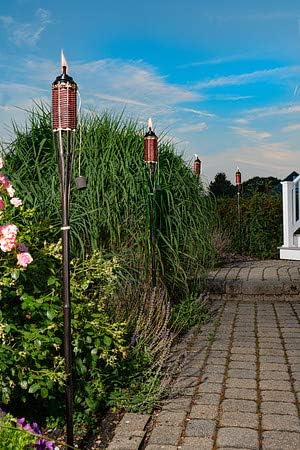 Backyadda Bamboo Torches - 57&quot; Tall, Extra-Large Metal Canisters, Fiberglass Wicks For Outdoor Use