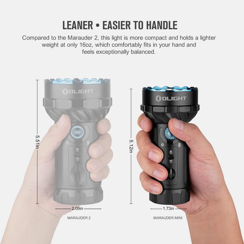 Olight Marauder Mini 7,000 Lumens Bright Flashlight With 600 Meters Beam Distance, Powerful Rgb Lights, Magnetic Rechargeable Fo