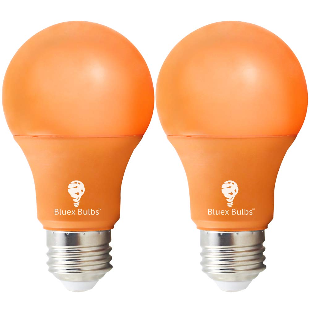 Bluex Bulbs 2 Pack Bluex LED A19 Orange Light Bulb - 7W (50Watt Equivalent) - E26 Base LED Orange Bulb, Party Decoration, Porch, Home Lighting, Holiday Lighting, Decorative Illumination (Orange)