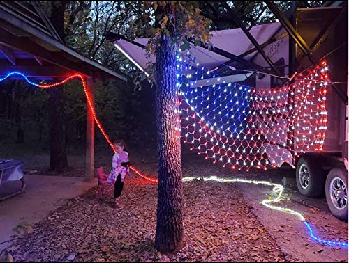 realization LED Flag String Lights, Waterproof, 6.5ft x 3.3ft, Red, White, Blue, Model TSD-200W-5/S for Yard, Garden,