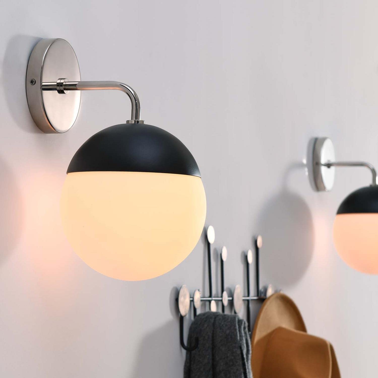 Modway Stellar 1-Light Wall Sconce in Opal Polished Nickel, Silver, 8 x 7 x 12