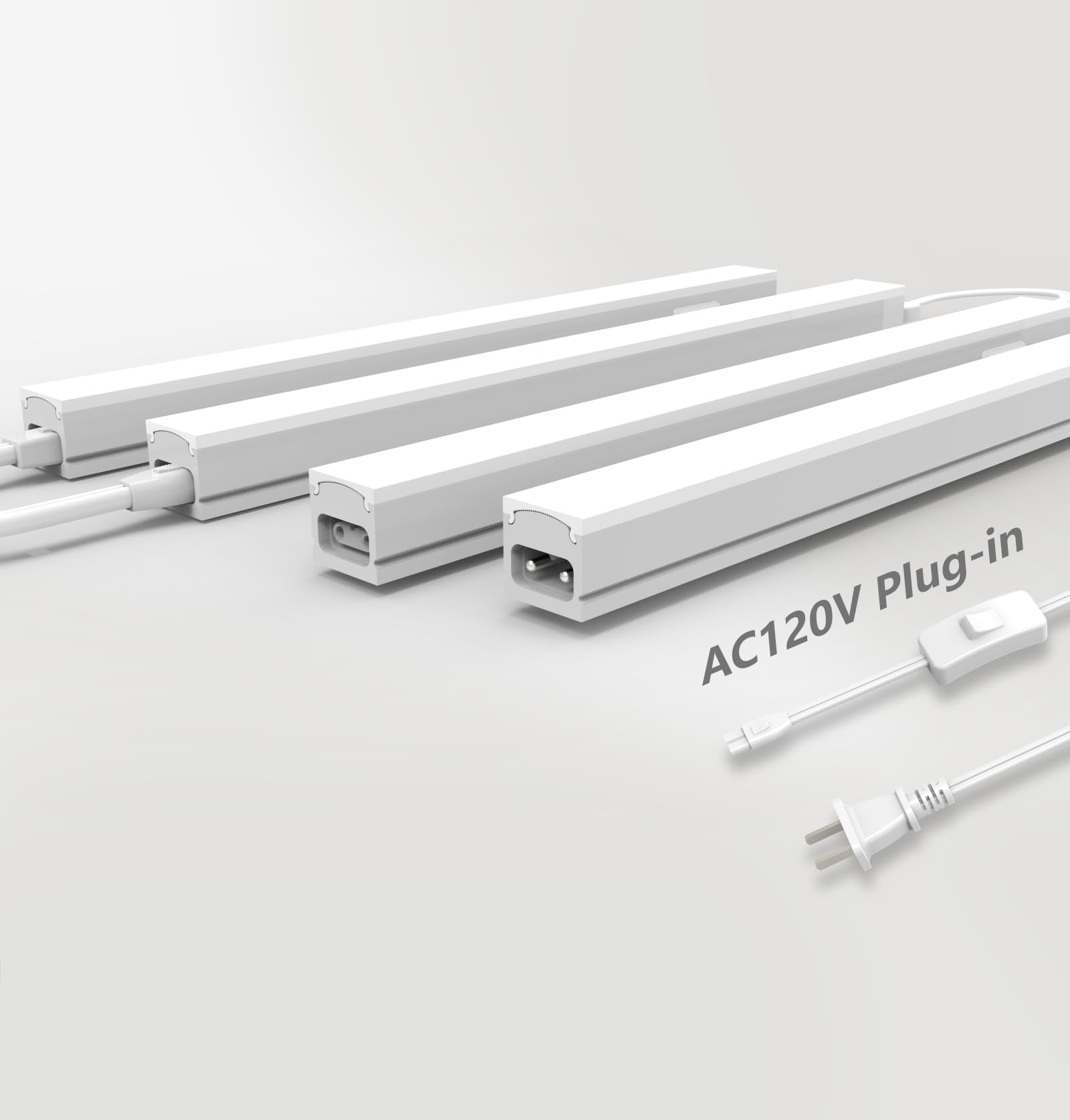 Leetdud Under Cabinet Lighting Plug in, 12 Inch 4 Pcs, Linkable AC120V 3CCT 3000K/4000K/5000K Ultra Slim, LED Under Cabinet Ligh