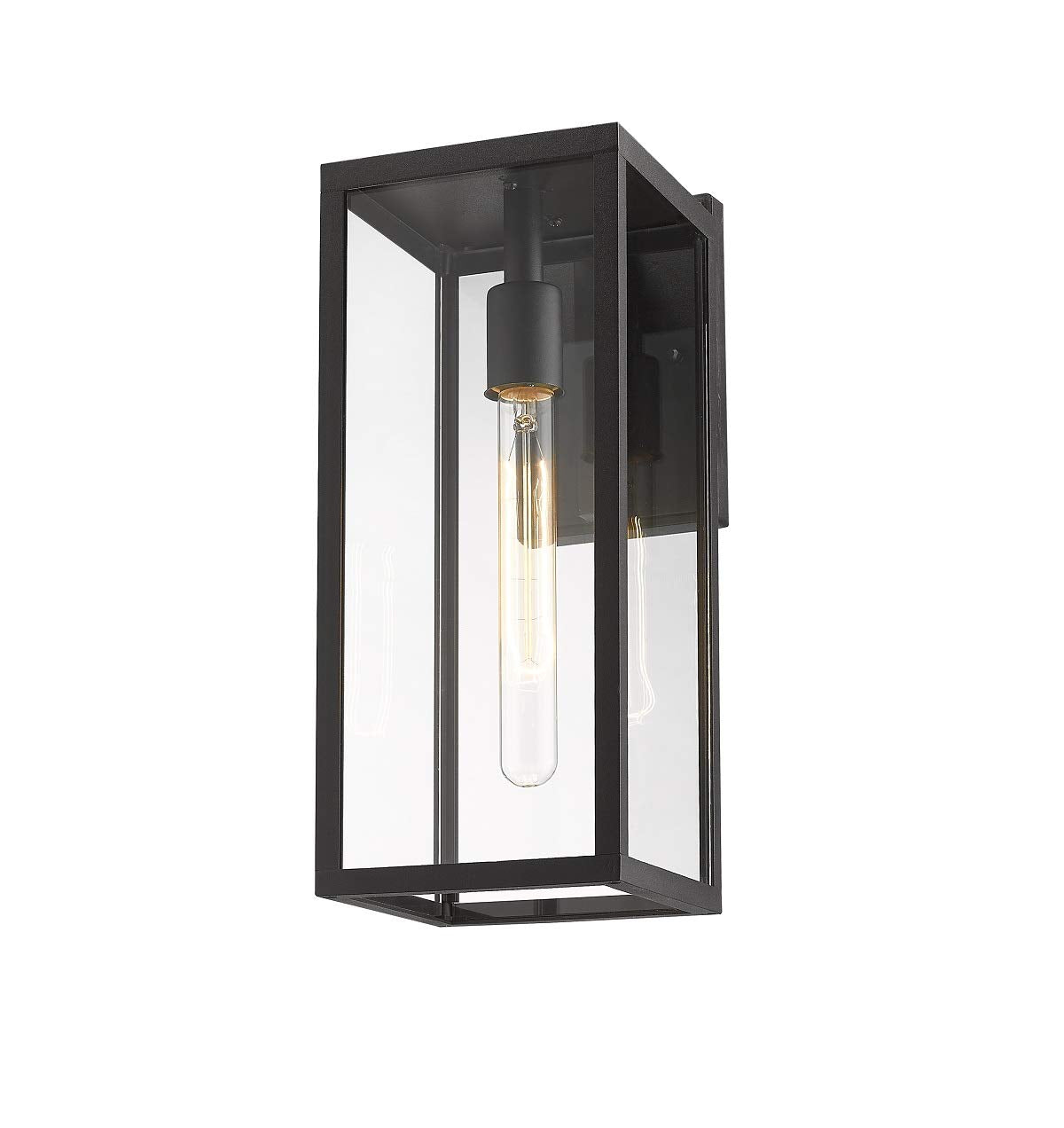 Bestshared Outdoor Wall Lantern, 15in 1-Light Sconce, Metal, Black, 1 Pack, Model 4176