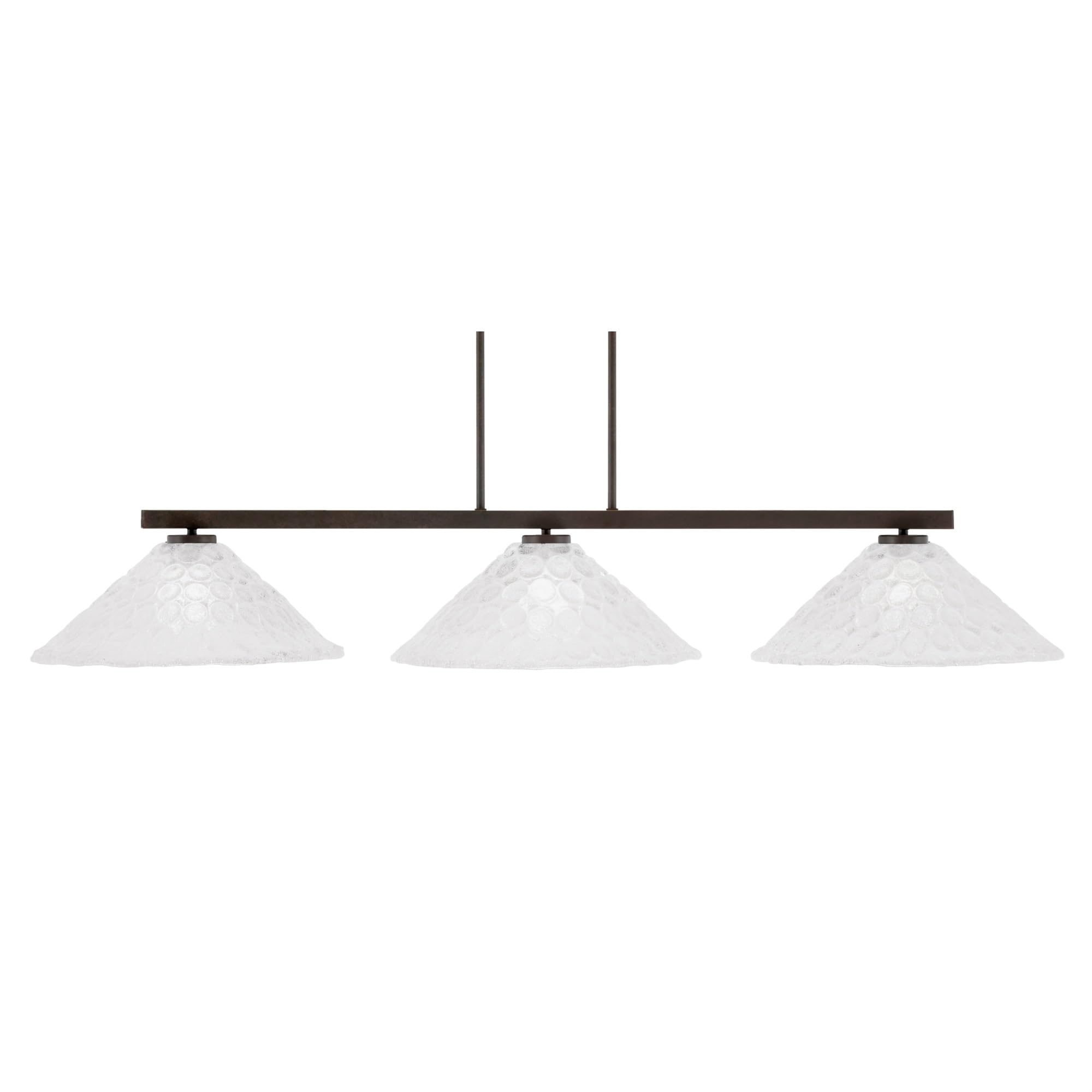 Toltec Lighting Atlas 3 Light Bar - Dark Granite Finish, 16in Italian Bubble Glass
