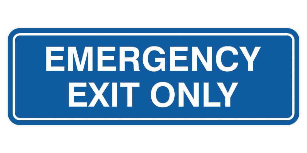 Signs ByLITA Standard Emergency Exit Only Sign - Easy Installation | Durable Wall or Door Sign (Blue) - Large 2 Pack