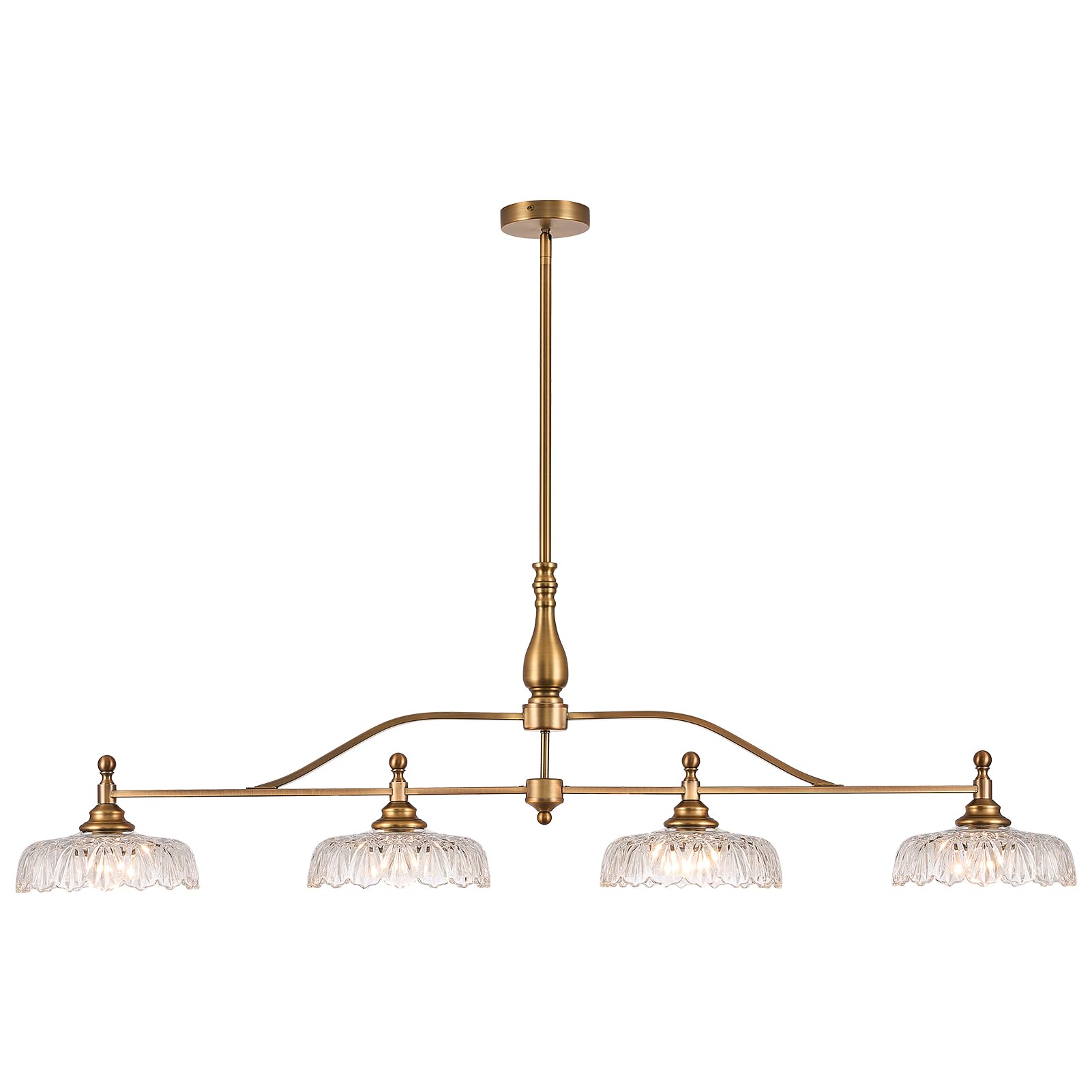 HDDFL Chandeliers Light Pendant Light Fixture Vintage Pendant Lighting Fixtures 4 Lights Chandelier Matte Brass Hanging Light Ki