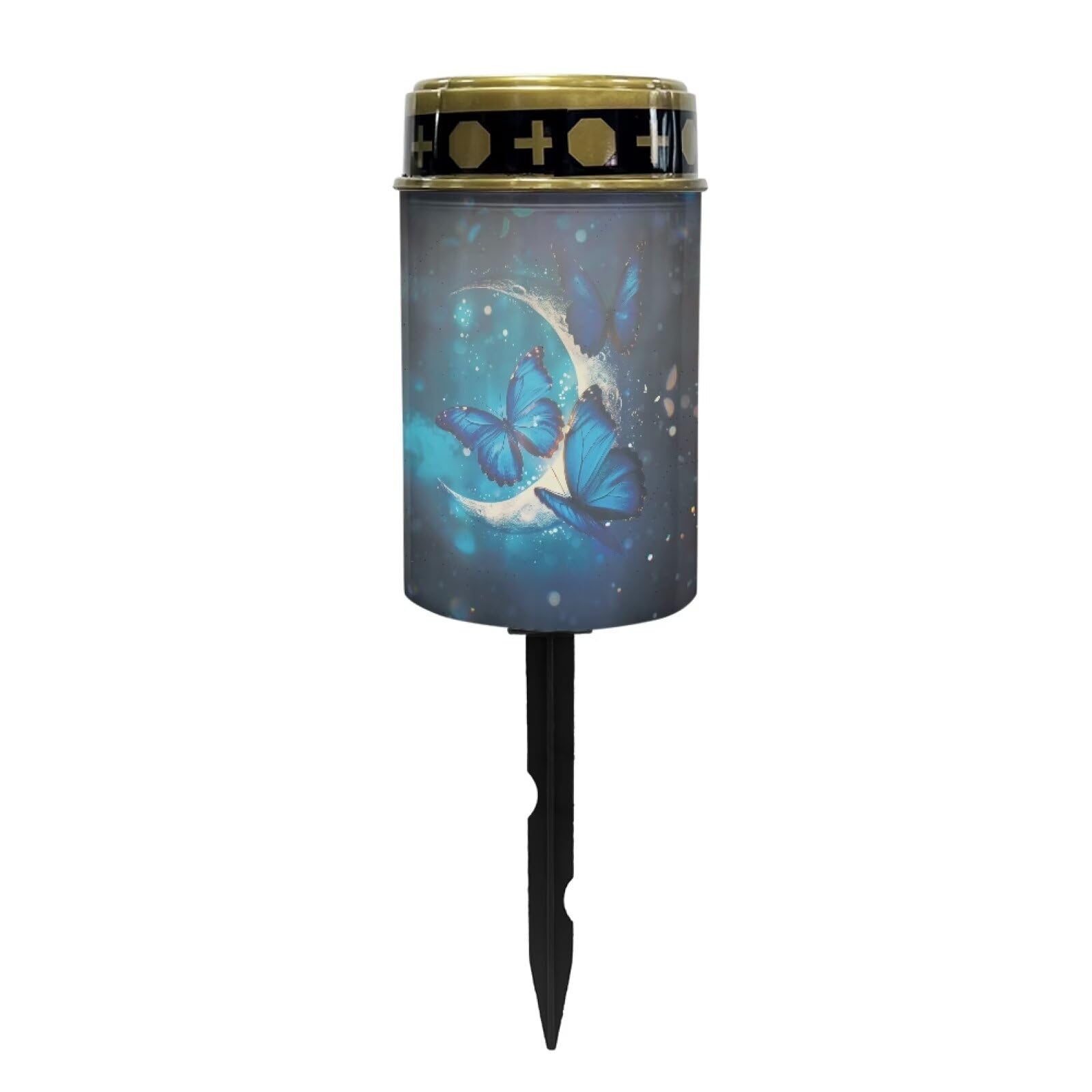 Psesaysky Butterfly Moon Solar Garden Stake Lights Bright Solar Pathway Lights Landscape Lighting Decorative Memorial Lights Gra
