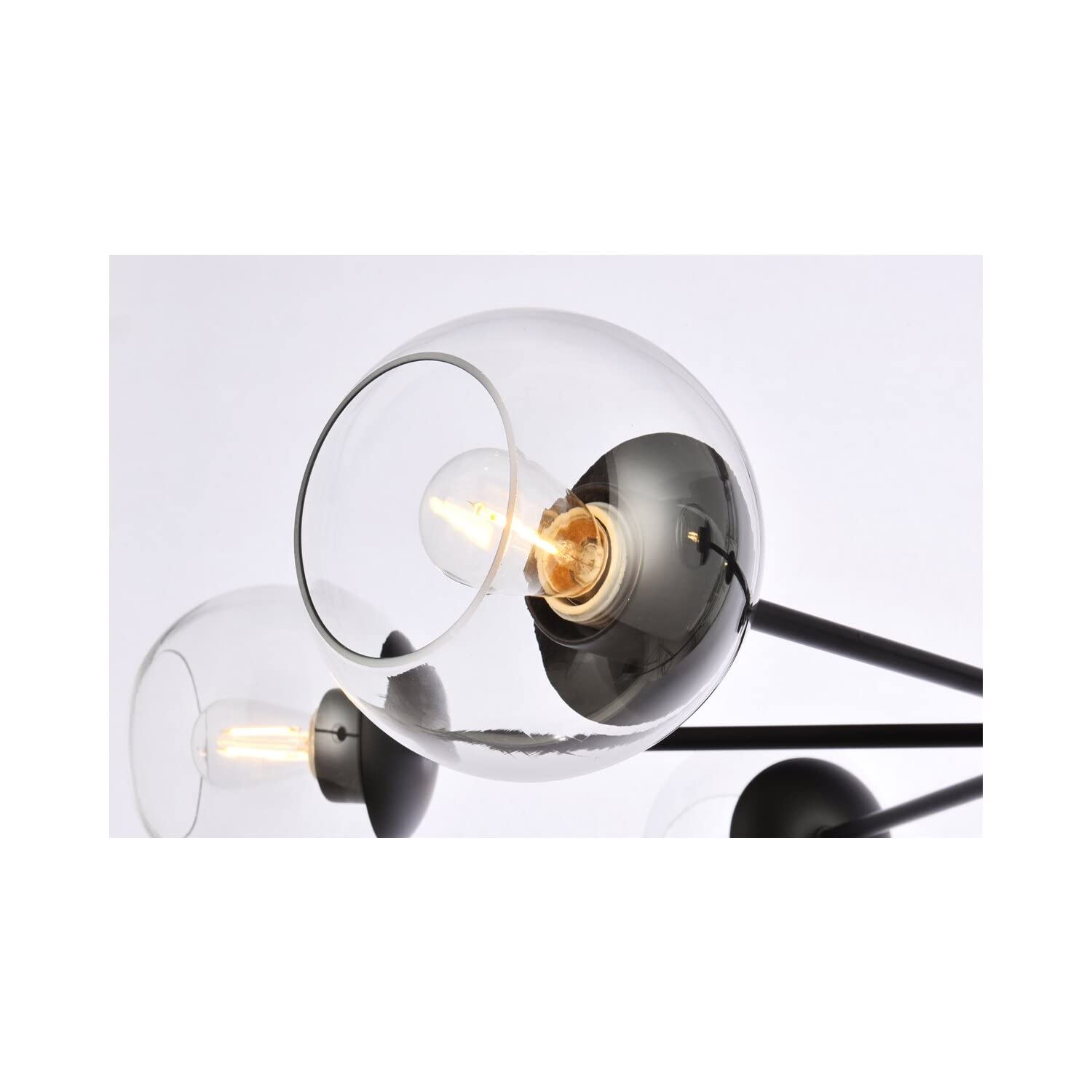 Living District Briggs 6-Light Mid-Century Metal Pendant in Black and Clear