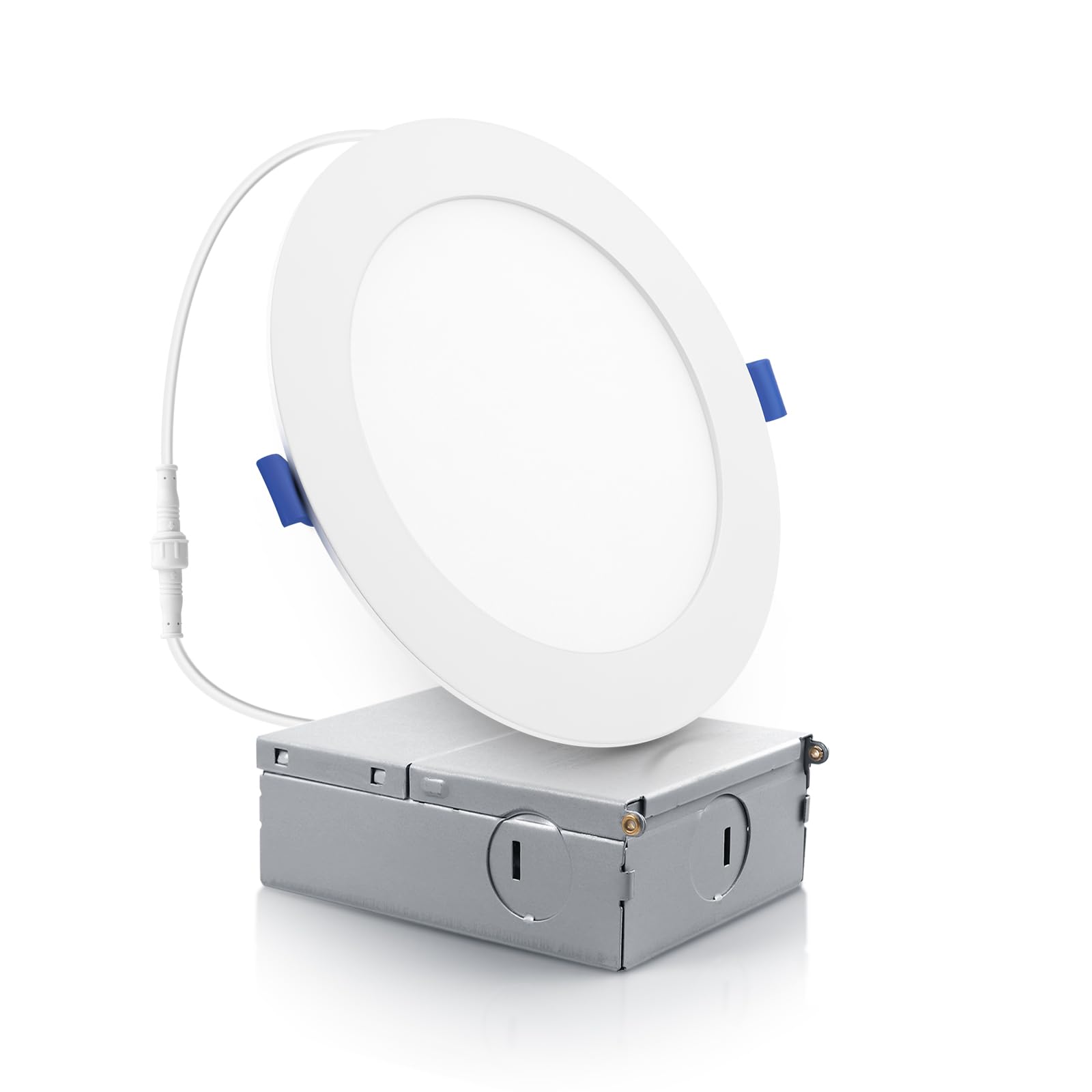 ECOELER 6 Inch Ultra-Thin LED Recessed Lighting with Junction Box, 12W 4000K Cool White, Dimmable Can-Killer Downlight, 1100Lm H