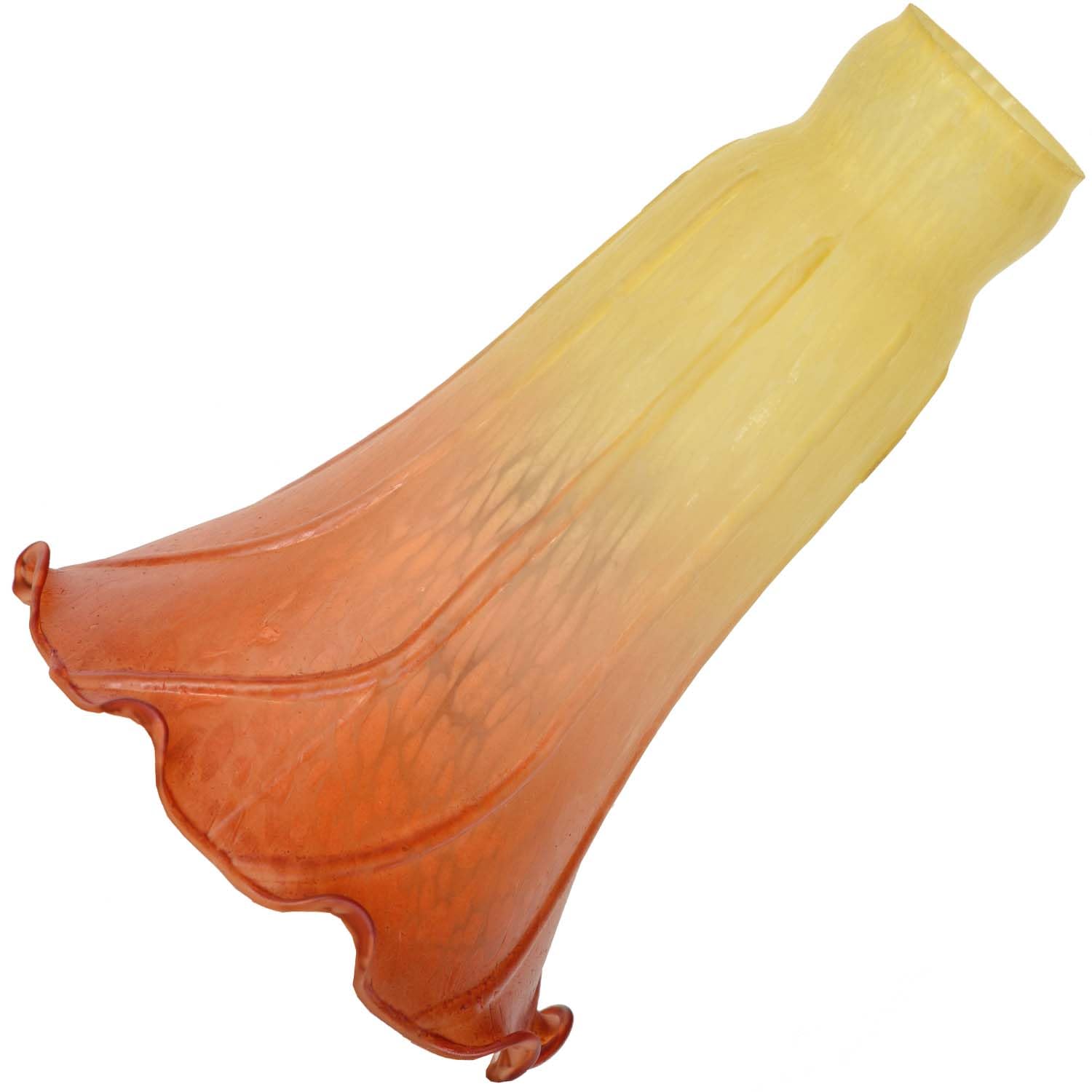 Bieye LS11 Lily Flower Blown Glass Lampshade (Yellow Orange, Opening I.D. 1.26'' x O.D. 1.5'')