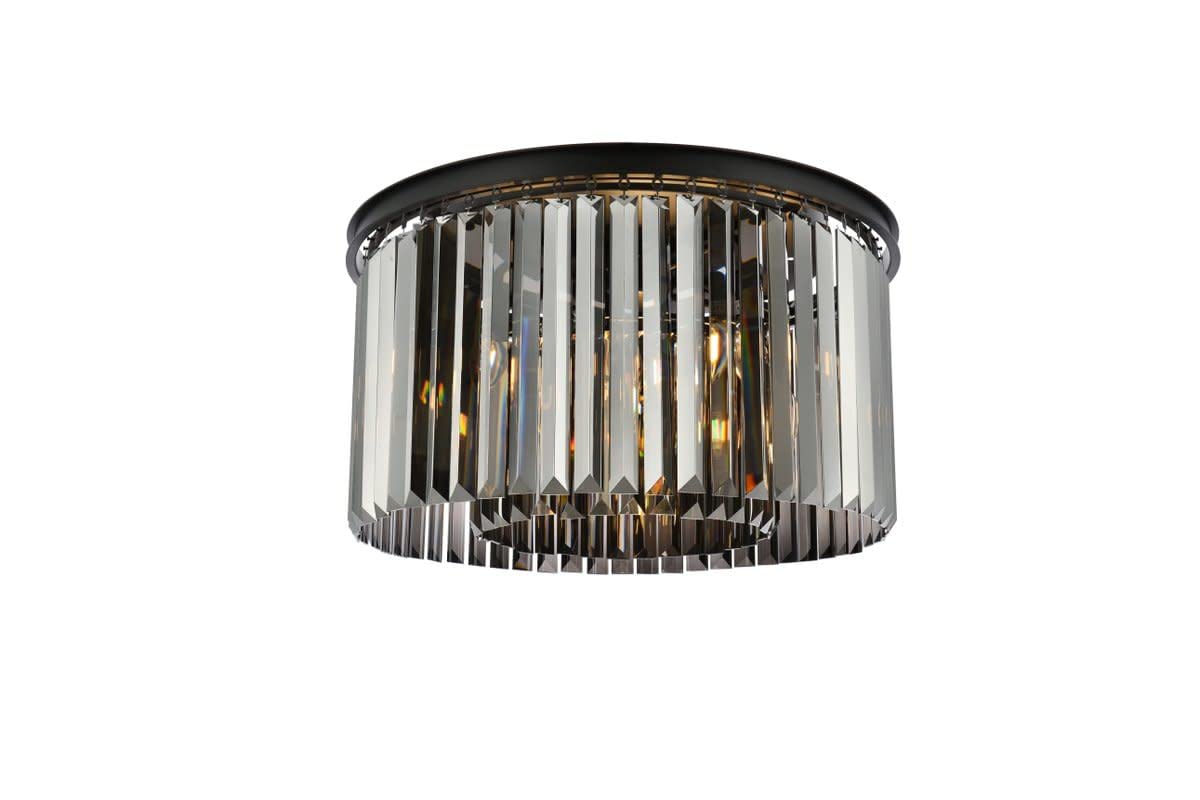 Elegant Lighting 8-Light Flush Mount, Metal, Matte Black Finish, Model 1238F26MB-SS/RC