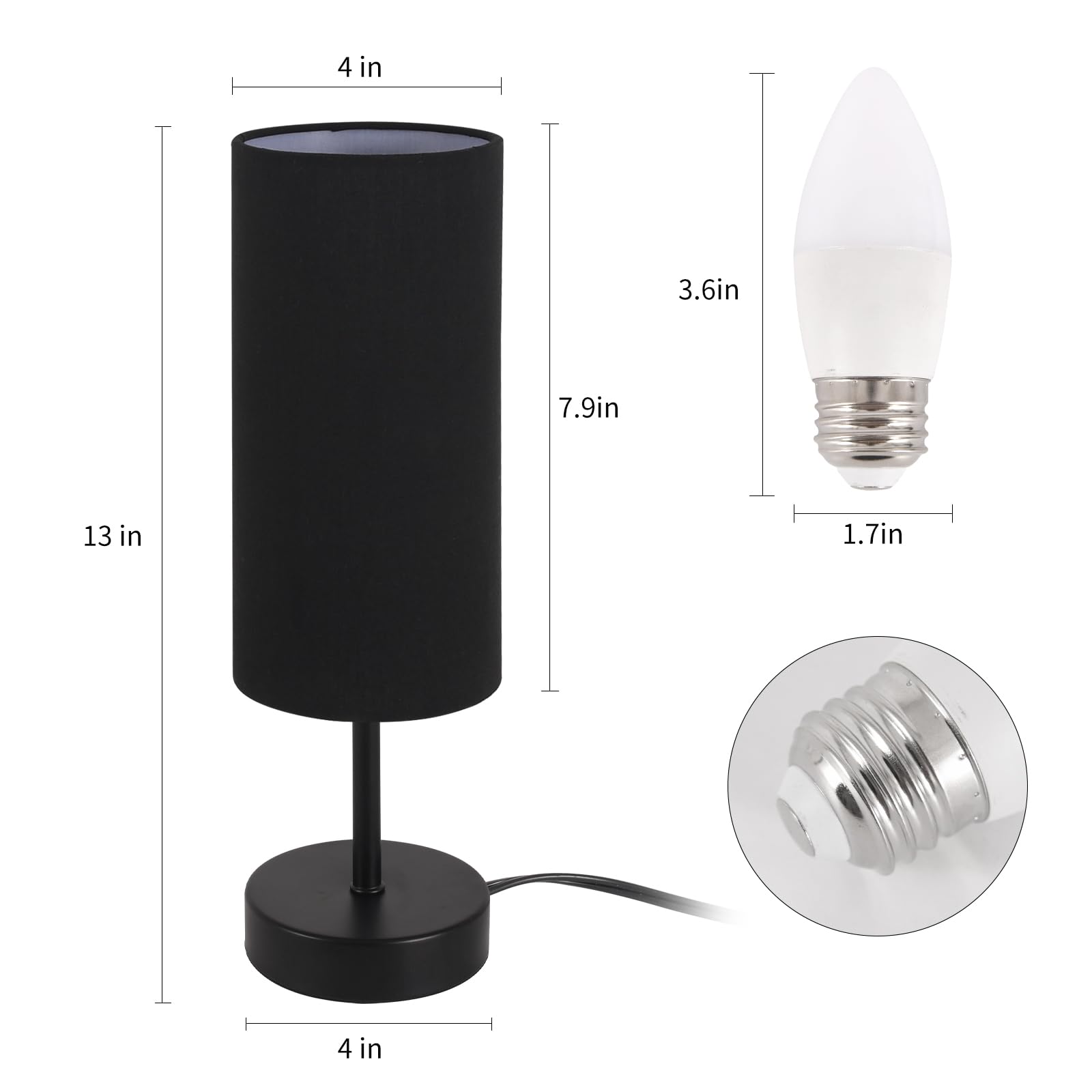 Rislg 2 Pack Table Lamp For Bedroom, Bedside Lamps For Nightstand With Wire Switch, Minimalist Desk Lamps With Linen Fabric Shad