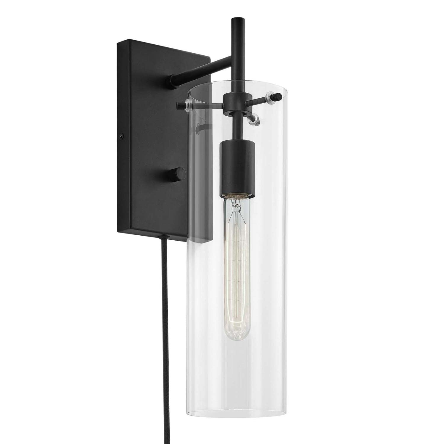 Modway Skylark Wall Sconce In Clear Black 5 X 8.5 X 17