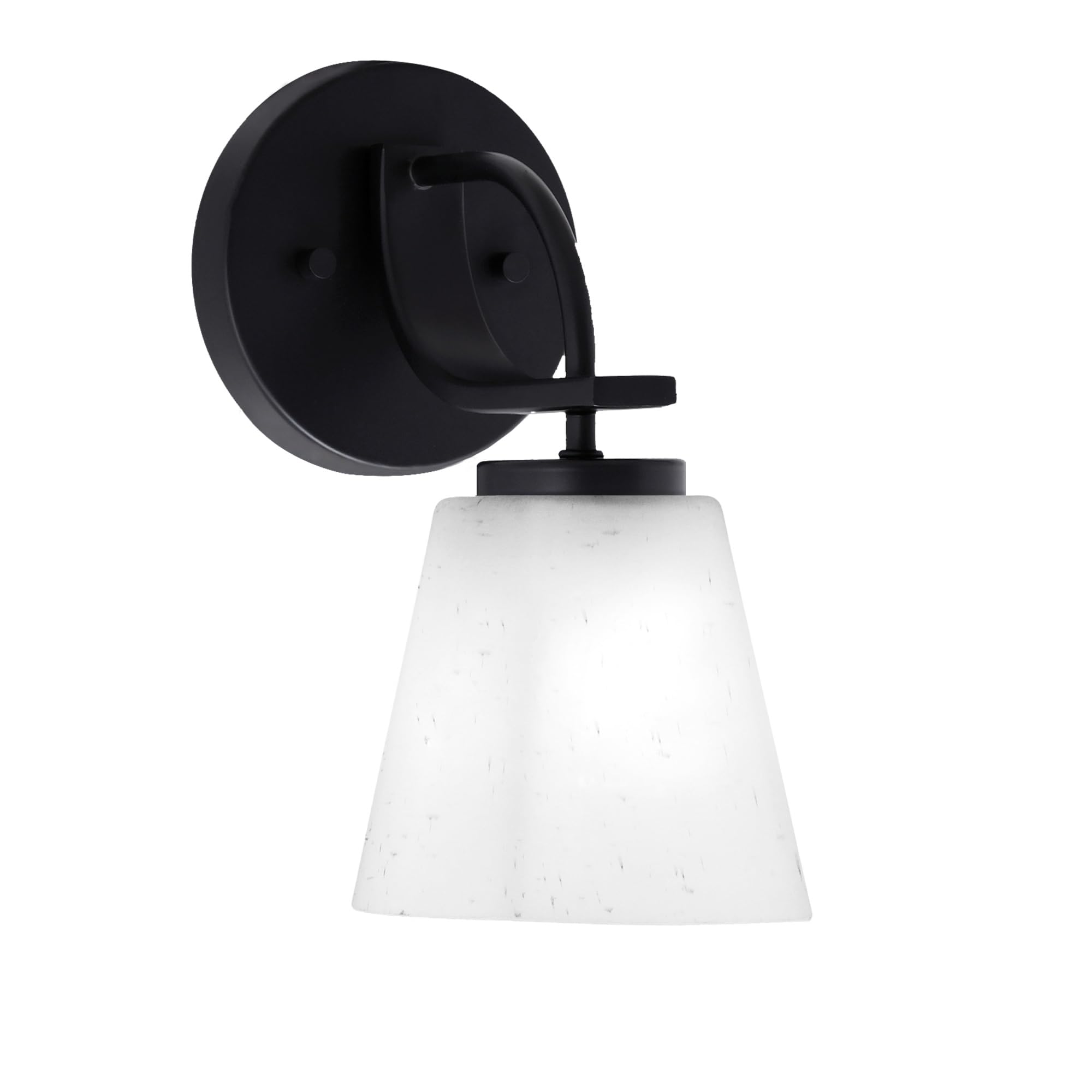 Cavella 1 Light Wall Sconce Shown In Matte Black Finish With 4.5" Square White Muslin Glass