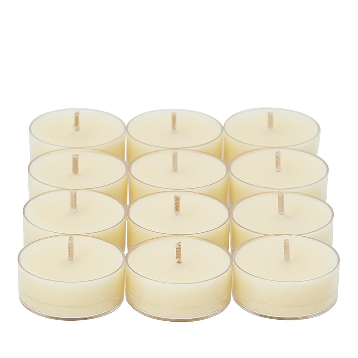 PartyLite Set of 12 Tea Lights Candles, Lemongrass & Thyme Scent, Aromatherapy Scented Candles Gift Set, Up to 4 to 6 Hours Burn